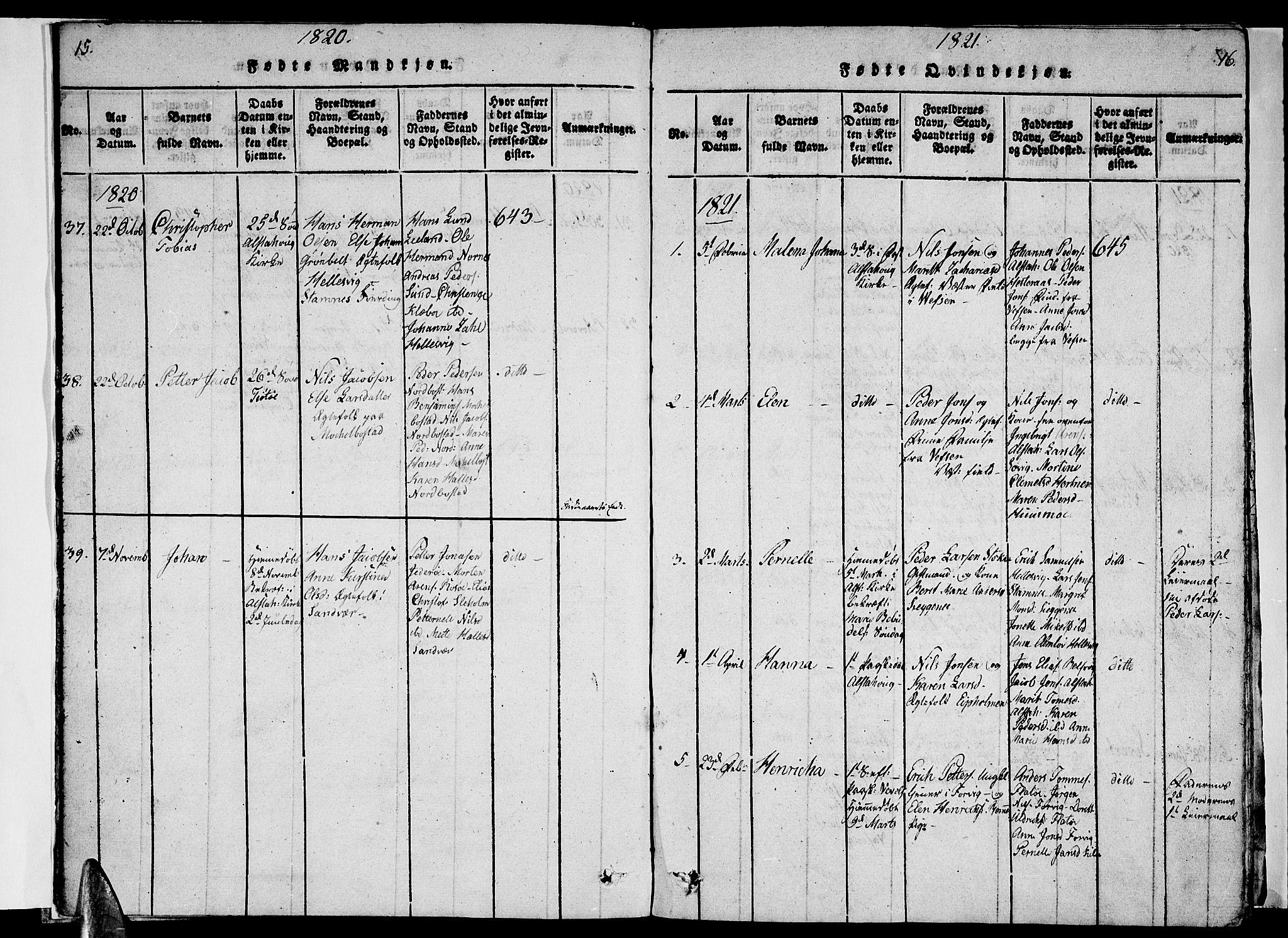 Ministerialprotokoller, klokkerbøker og fødselsregistre - Nordland, AV/SAT-A-1459/830/L0457: Parish register (copy) no. 830C01 /1, 1820-1842, p. 15-16