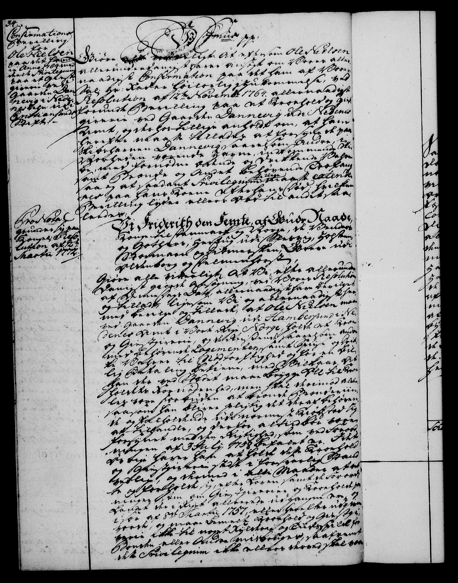 Rentekammeret, Kammerkanselliet, RA/EA-3111/G/Gg/Ggc/Ggca/L0002: Norsk konfirmasjonsekspedisjonsprotokoll med register (merket RK 53.24), 1766-1772, p. 34