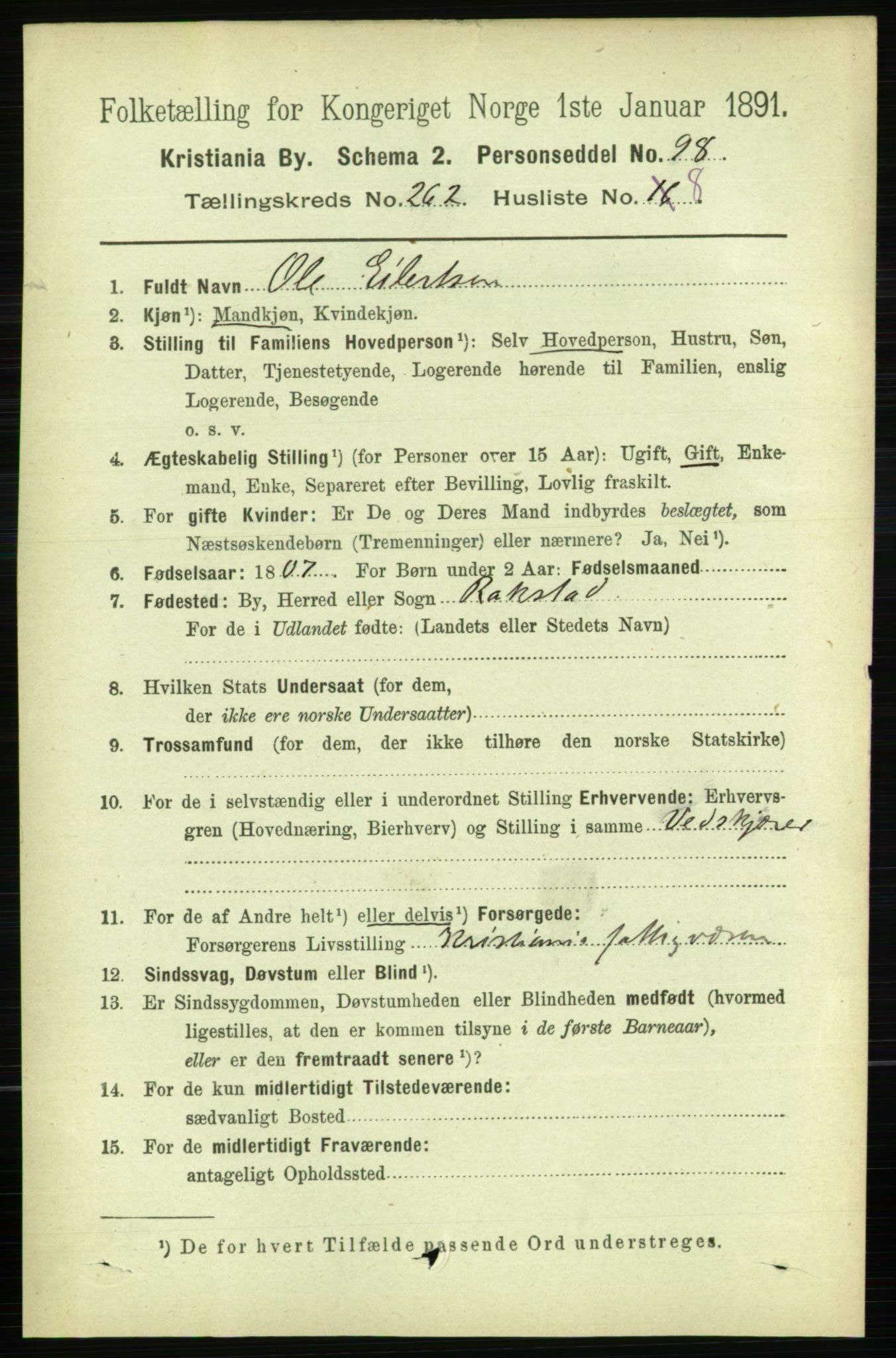 RA, 1891 census for 0301 Kristiania, 1891, p. 159250