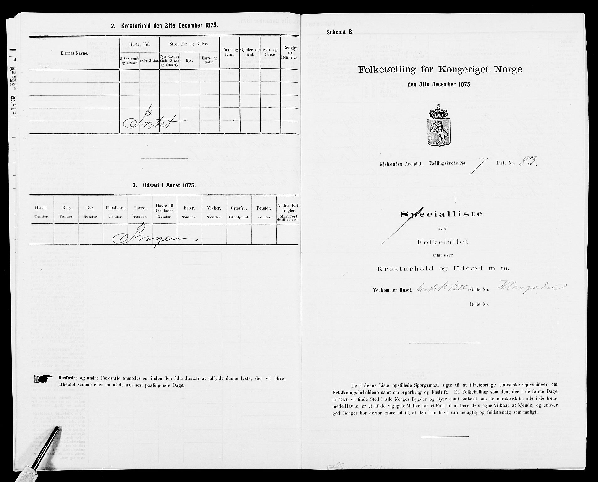 SAK, 1875 census for 0903P Arendal, 1875, p. 204