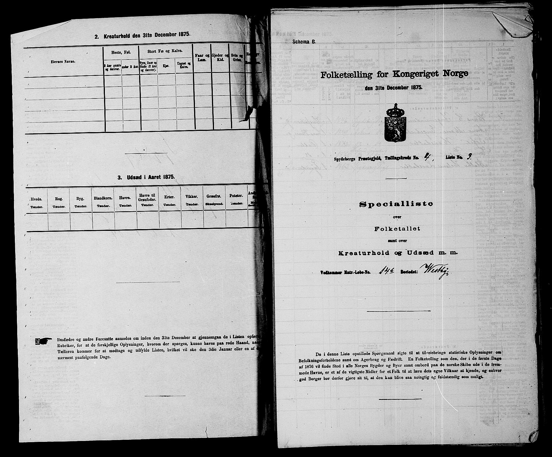 RA, 1875 census for 0123P Spydeberg, 1875, p. 693