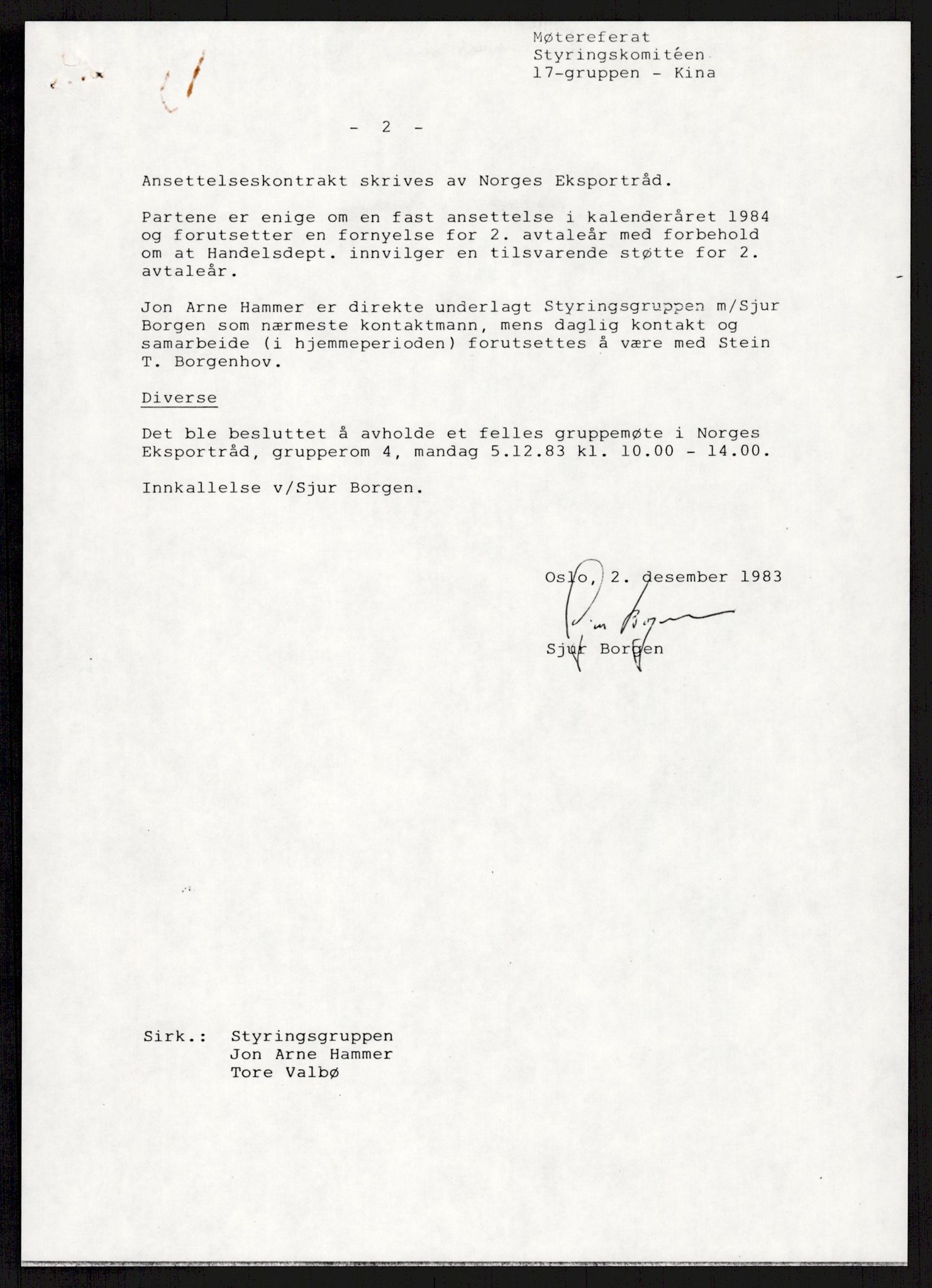 "17-Gruppen Kina", AV/RA-PA-1688/A/L0001: Møtereferater, 1979-1986, p. 31