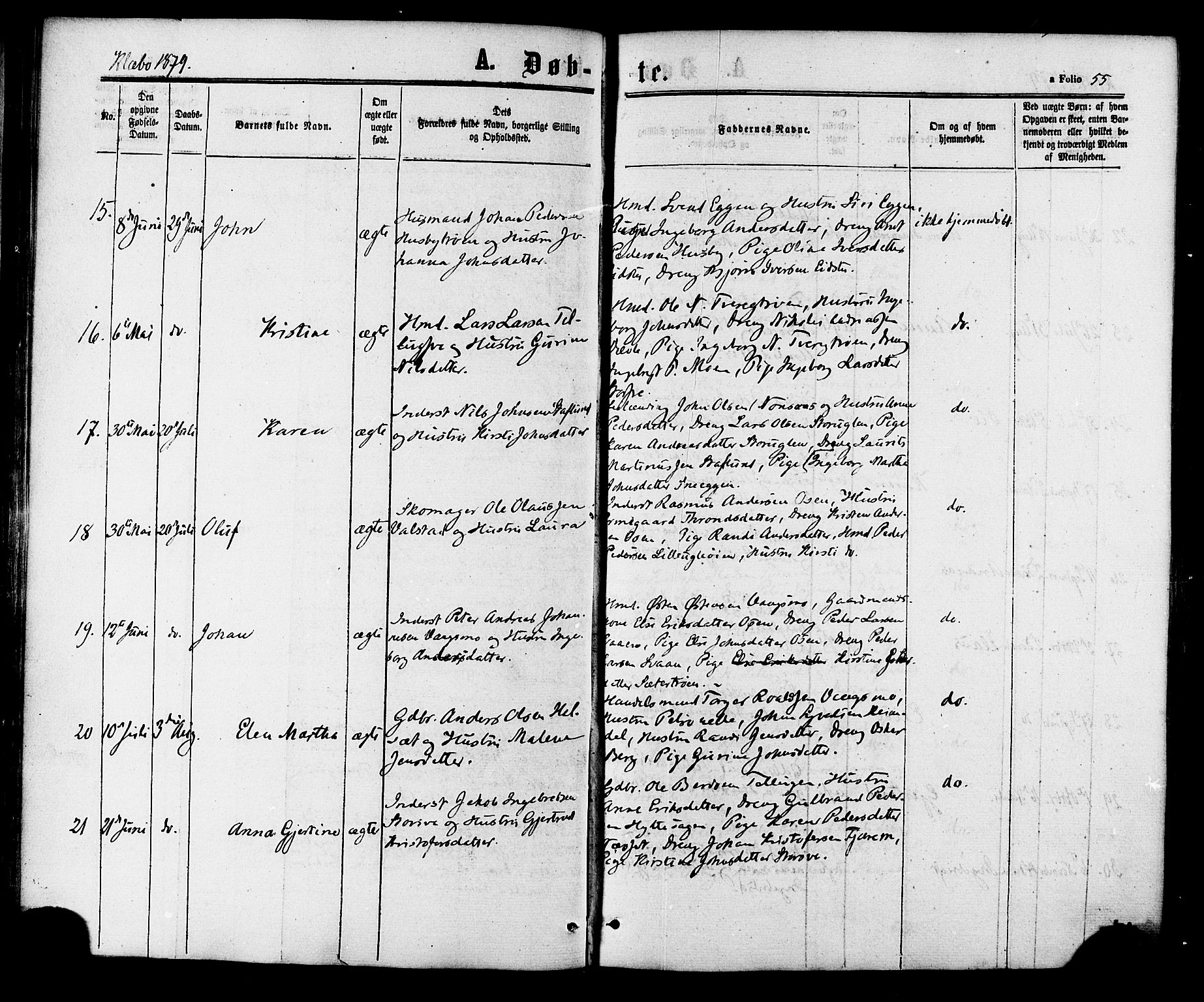 Ministerialprotokoller, klokkerbøker og fødselsregistre - Sør-Trøndelag, SAT/A-1456/618/L0442: Parish register (official) no. 618A06 /1, 1863-1879, p. 55
