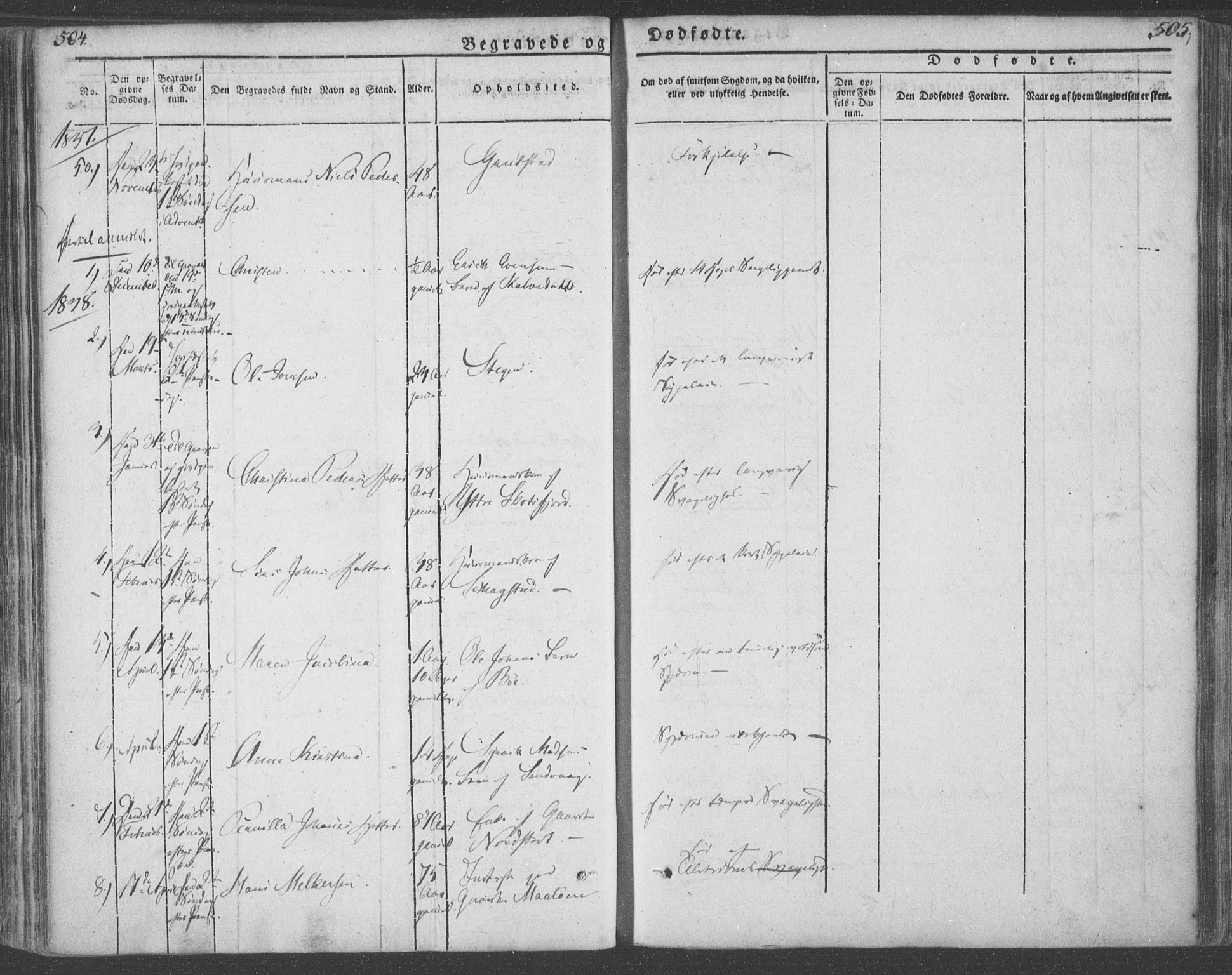 Ministerialprotokoller, klokkerbøker og fødselsregistre - Nordland, AV/SAT-A-1459/855/L0799: Parish register (official) no. 855A07, 1834-1852, p. 504-505