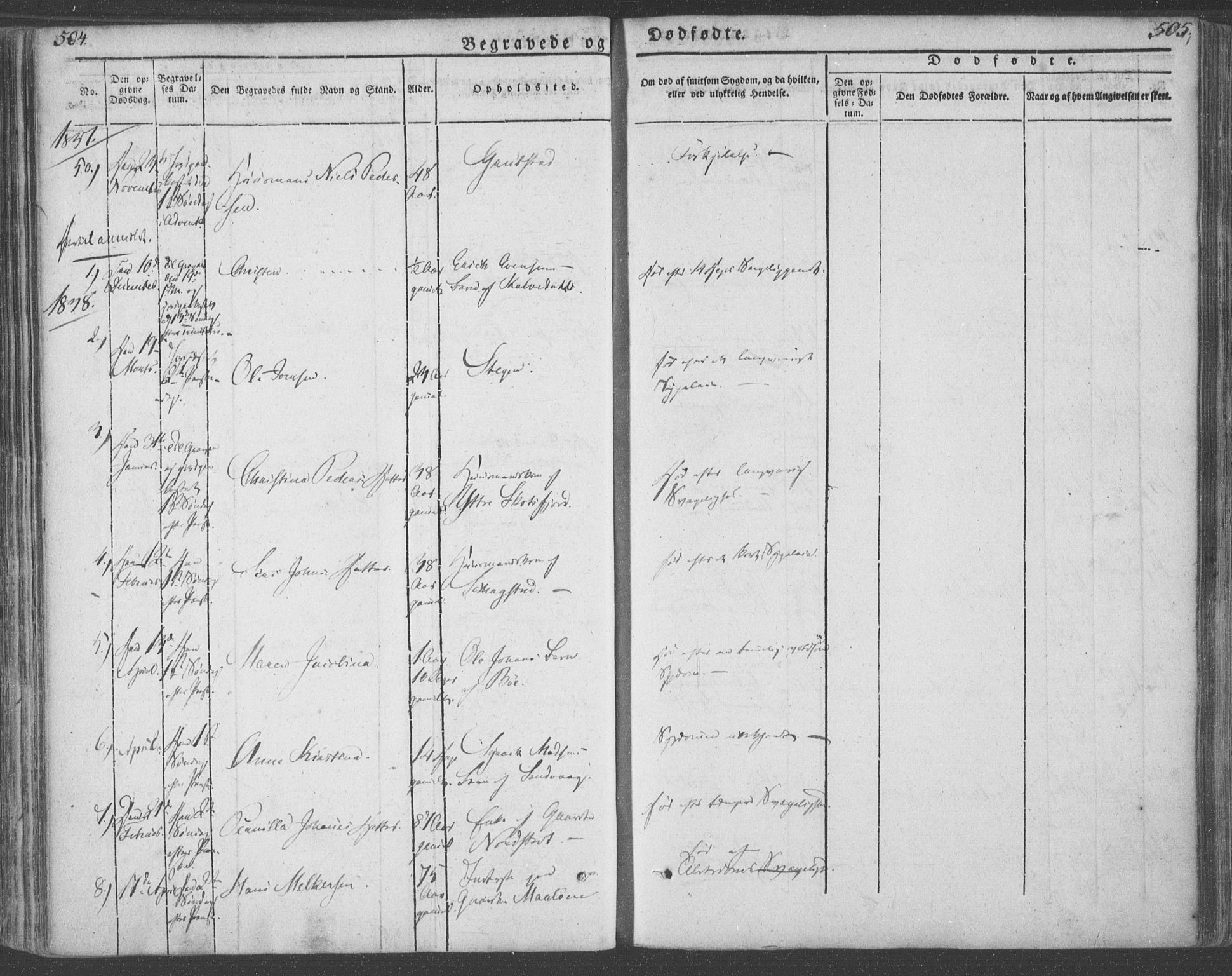 Ministerialprotokoller, klokkerbøker og fødselsregistre - Nordland, AV/SAT-A-1459/855/L0799: Parish register (official) no. 855A07, 1834-1852, p. 504-505