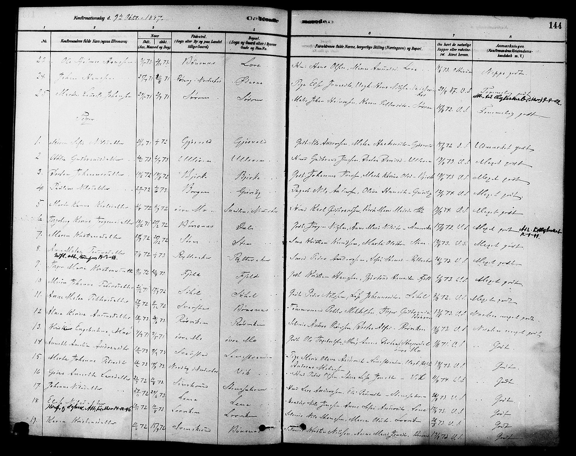 Hole kirkebøker, SAKO/A-228/F/Fa/L0008: Parish register (official) no. I 8, 1878-1891, p. 144