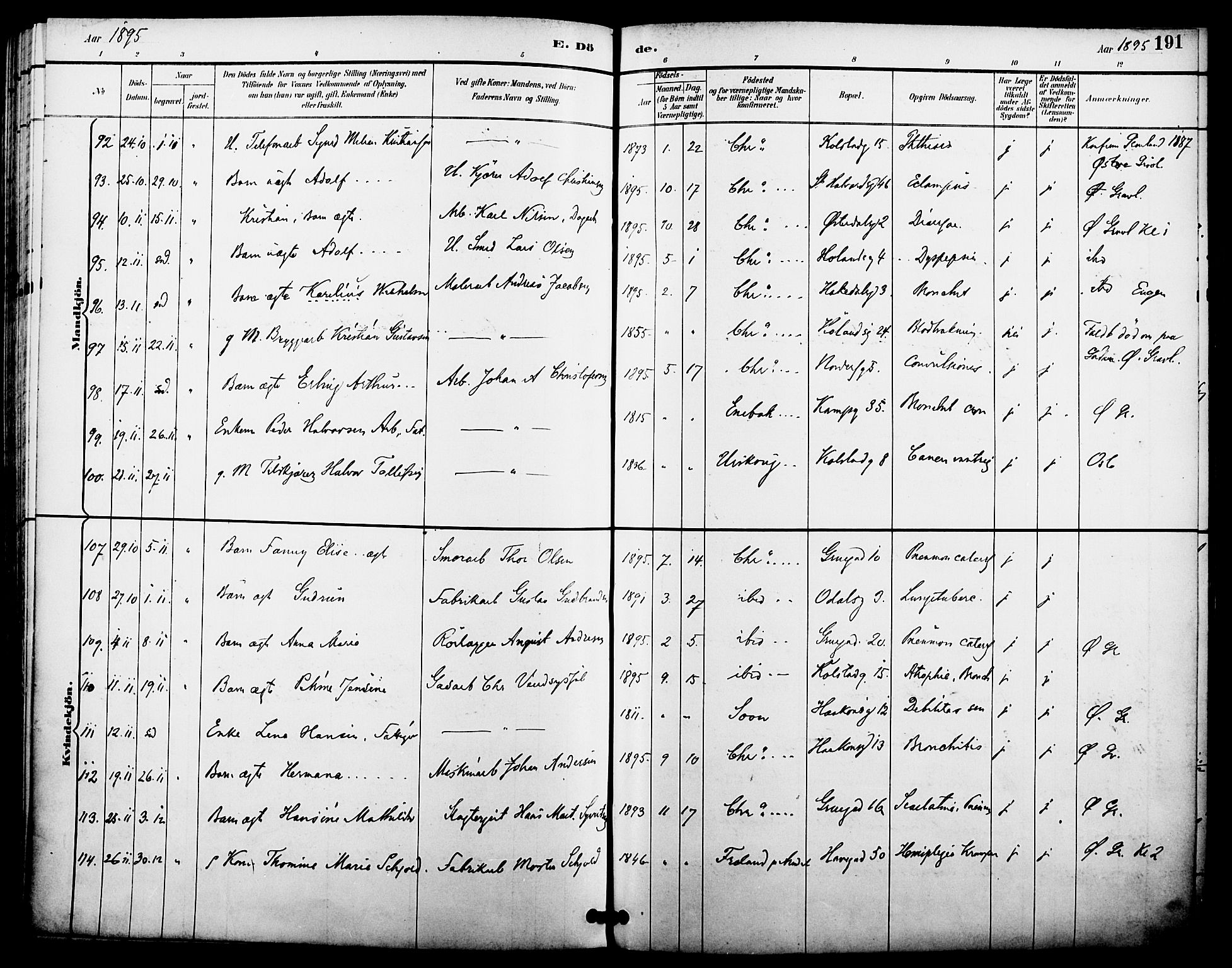 Kampen prestekontor Kirkebøker, AV/SAO-A-10853/F/Fa/L0008: Parish register (official) no. I 8, 1892-1902, p. 191