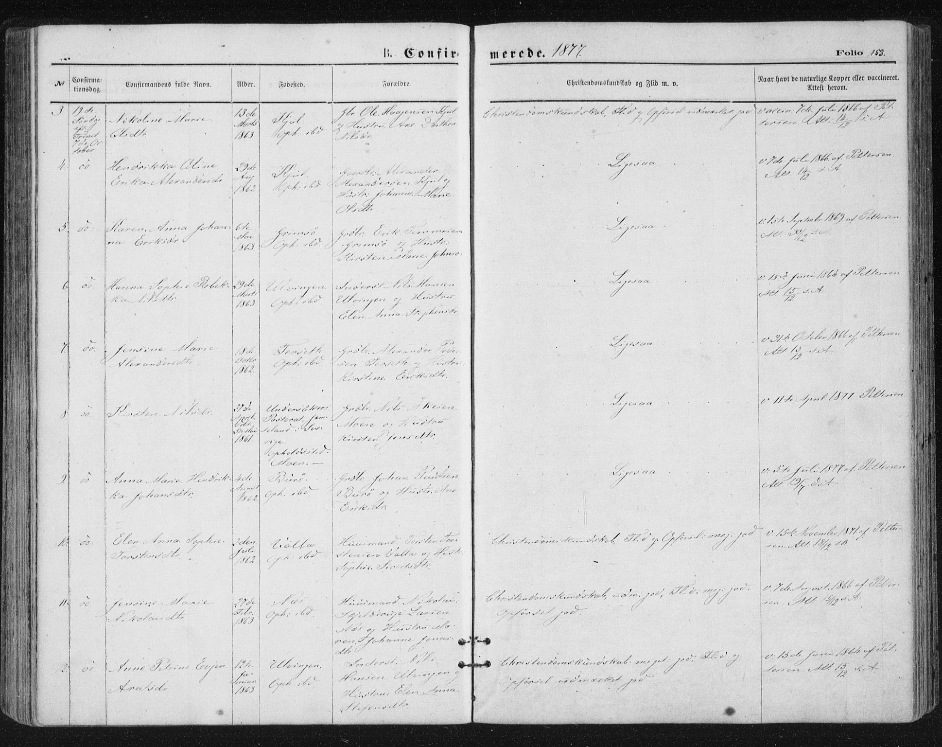 Ministerialprotokoller, klokkerbøker og fødselsregistre - Nordland, AV/SAT-A-1459/816/L0241: Parish register (official) no. 816A07, 1870-1885, p. 153