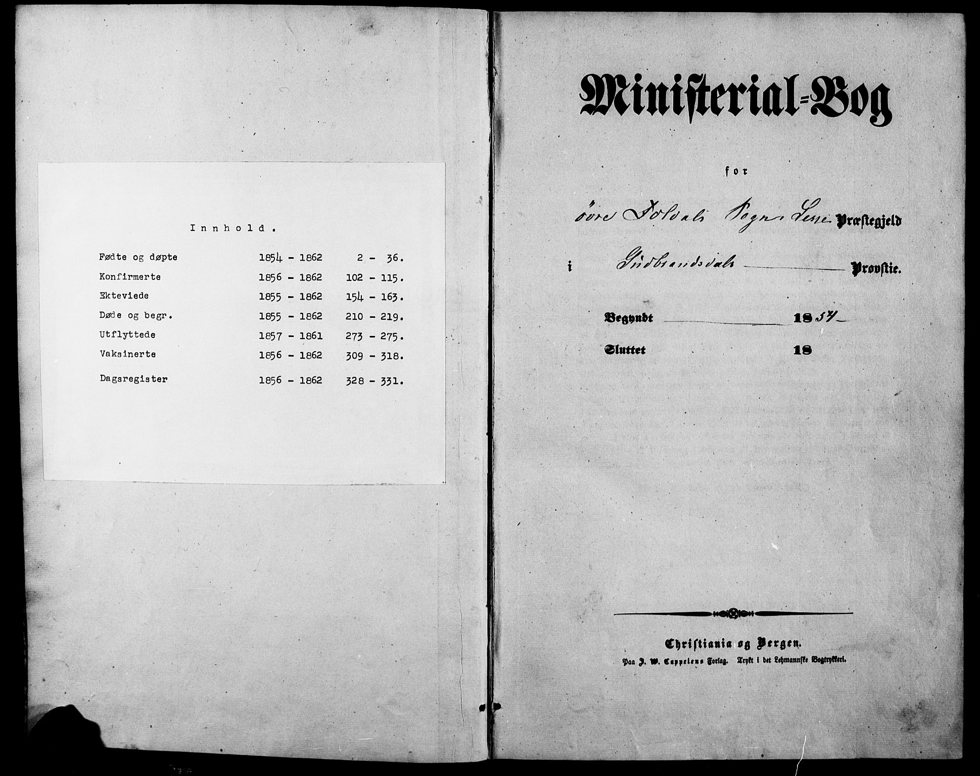 Lesja prestekontor, AV/SAH-PREST-068/H/Ha/Haa/L0007: Parish register (official) no. 7, 1854-1862