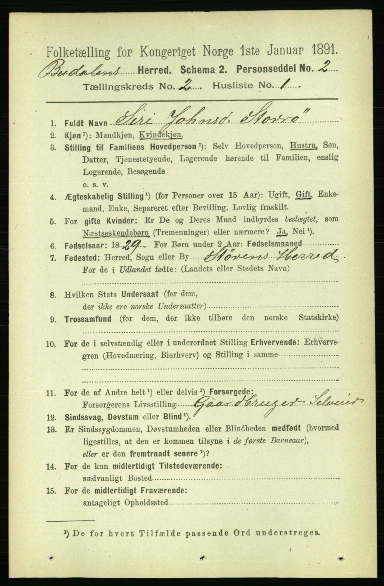 RA, 1891 census for 1647 Budal, 1891, p. 422