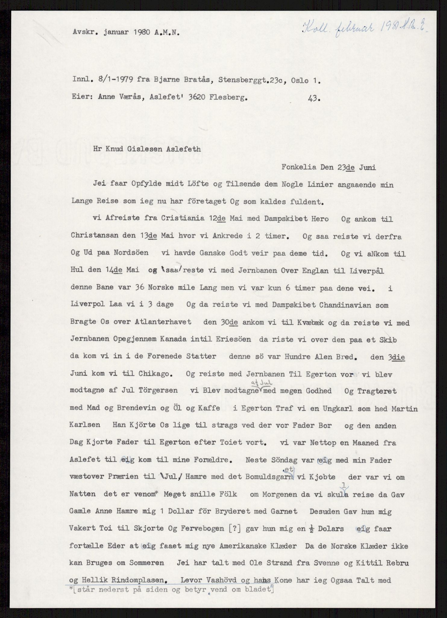 Samlinger til kildeutgivelse, Amerikabrevene, AV/RA-EA-4057/F/L0016: Innlån fra Buskerud: Andersen - Bratås, 1838-1914, p. 847