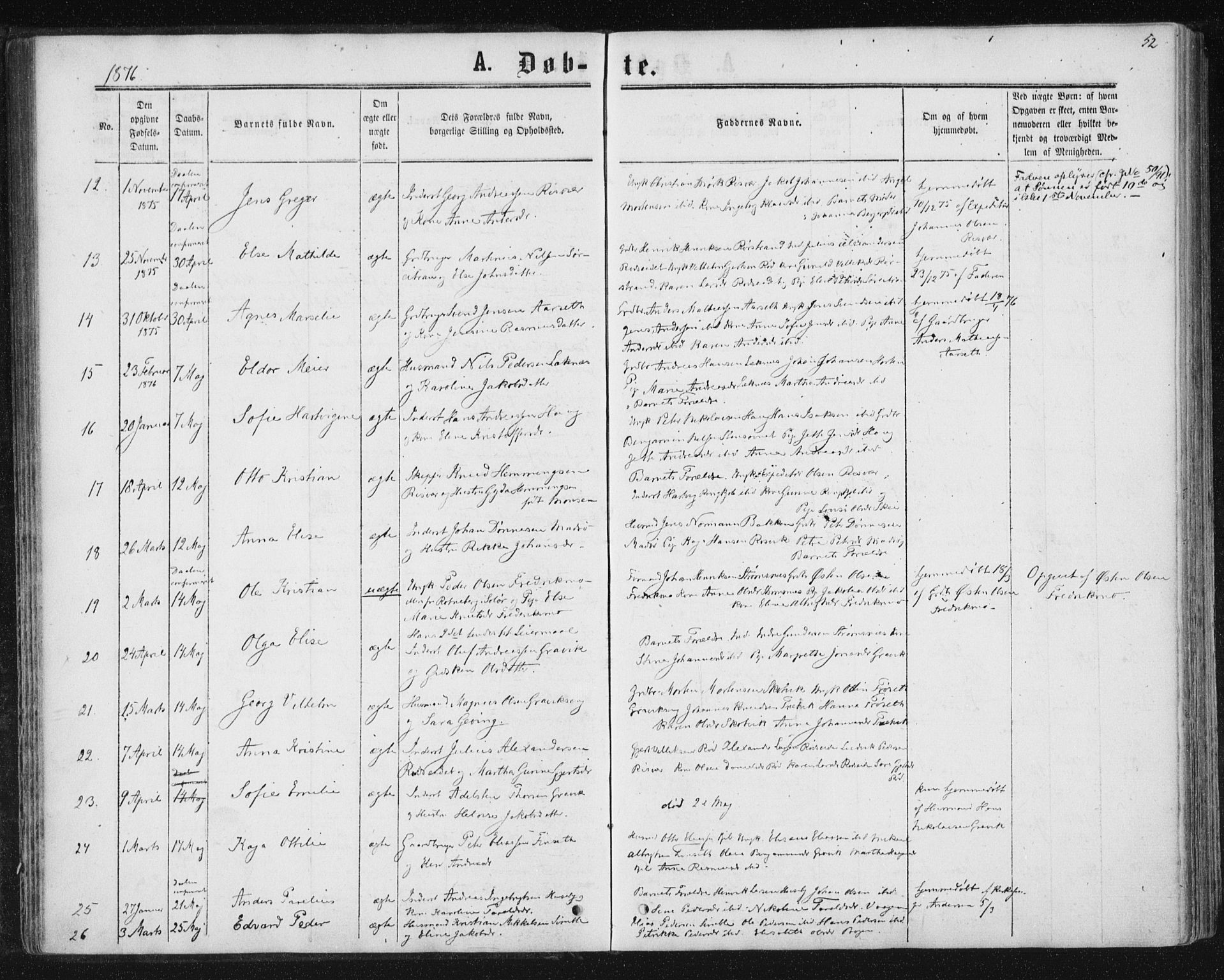 Ministerialprotokoller, klokkerbøker og fødselsregistre - Nord-Trøndelag, SAT/A-1458/788/L0696: Parish register (official) no. 788A03, 1863-1877, p. 52