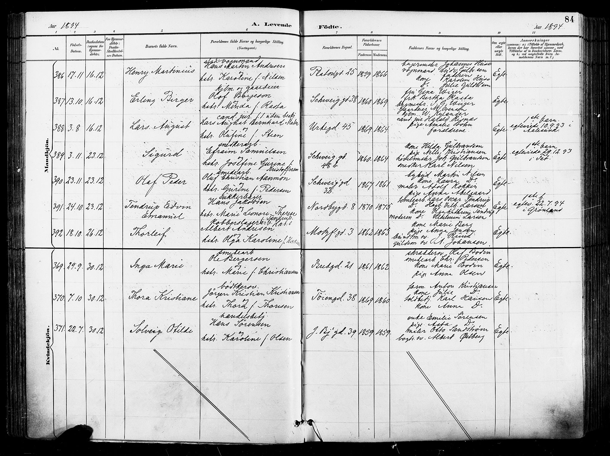 Grønland prestekontor Kirkebøker, SAO/A-10848/F/Fa/L0012: Parish register (official) no. 12, 1893-1900, p. 84