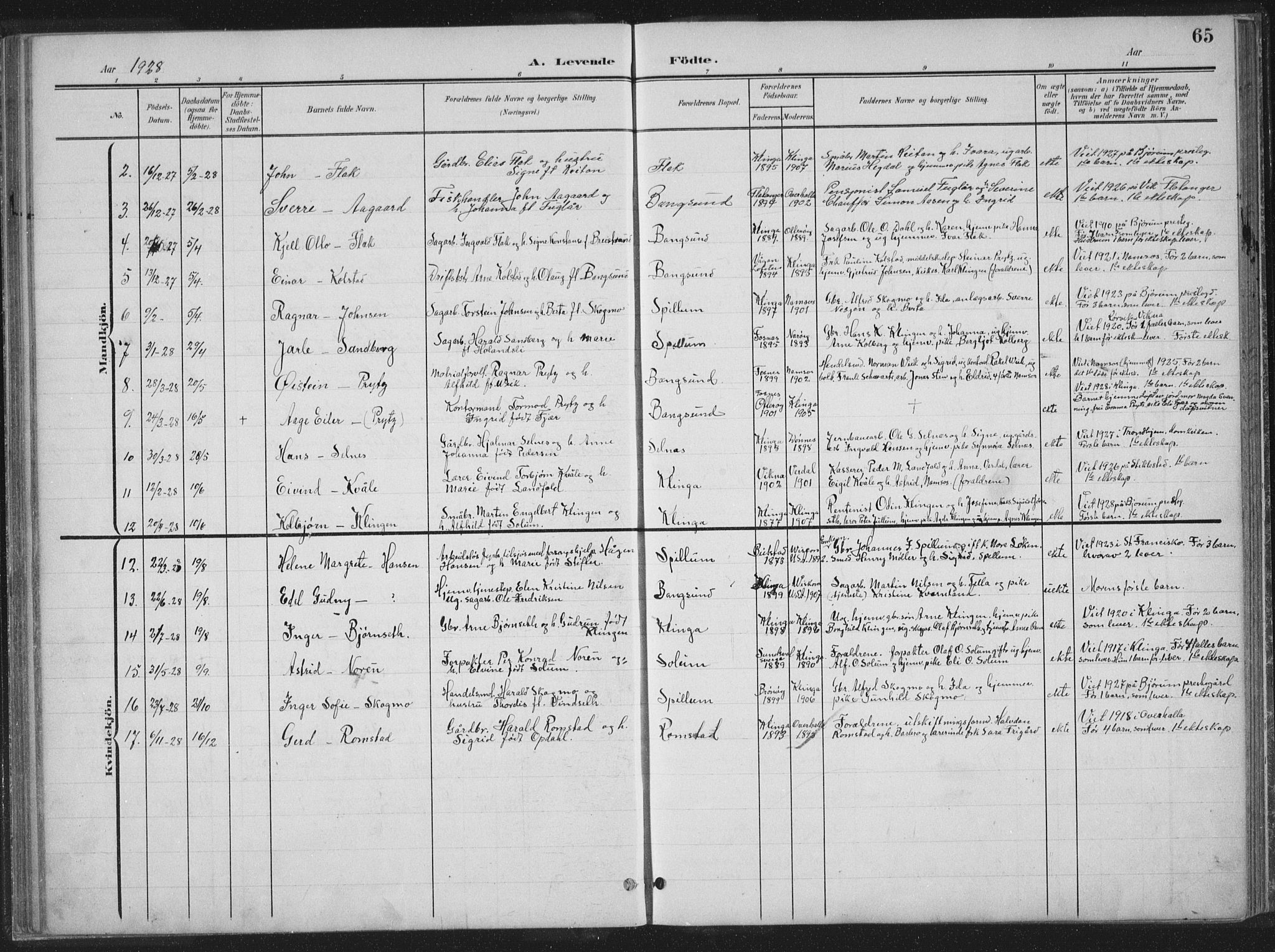 Ministerialprotokoller, klokkerbøker og fødselsregistre - Nord-Trøndelag, SAT/A-1458/770/L0591: Parish register (copy) no. 770C02, 1902-1940, p. 65