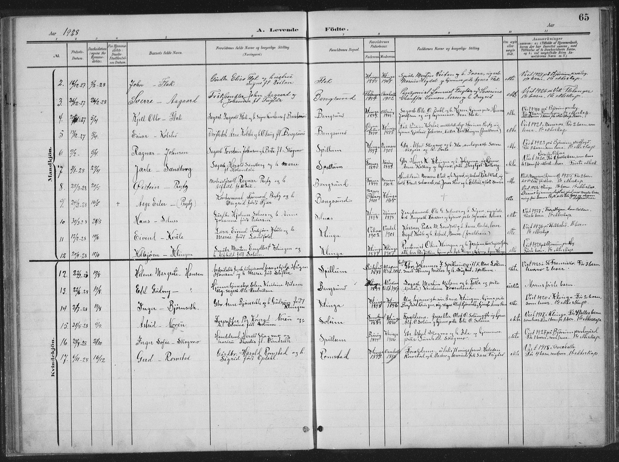 Ministerialprotokoller, klokkerbøker og fødselsregistre - Nord-Trøndelag, AV/SAT-A-1458/770/L0591: Parish register (copy) no. 770C02, 1902-1940, p. 65