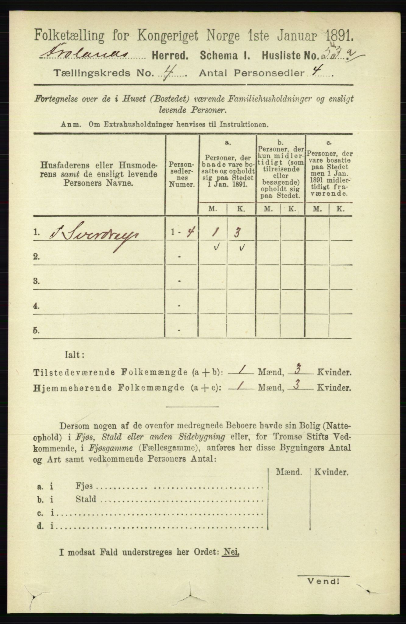 RA, 1891 census for 0919 Froland, 1891, p. 1383