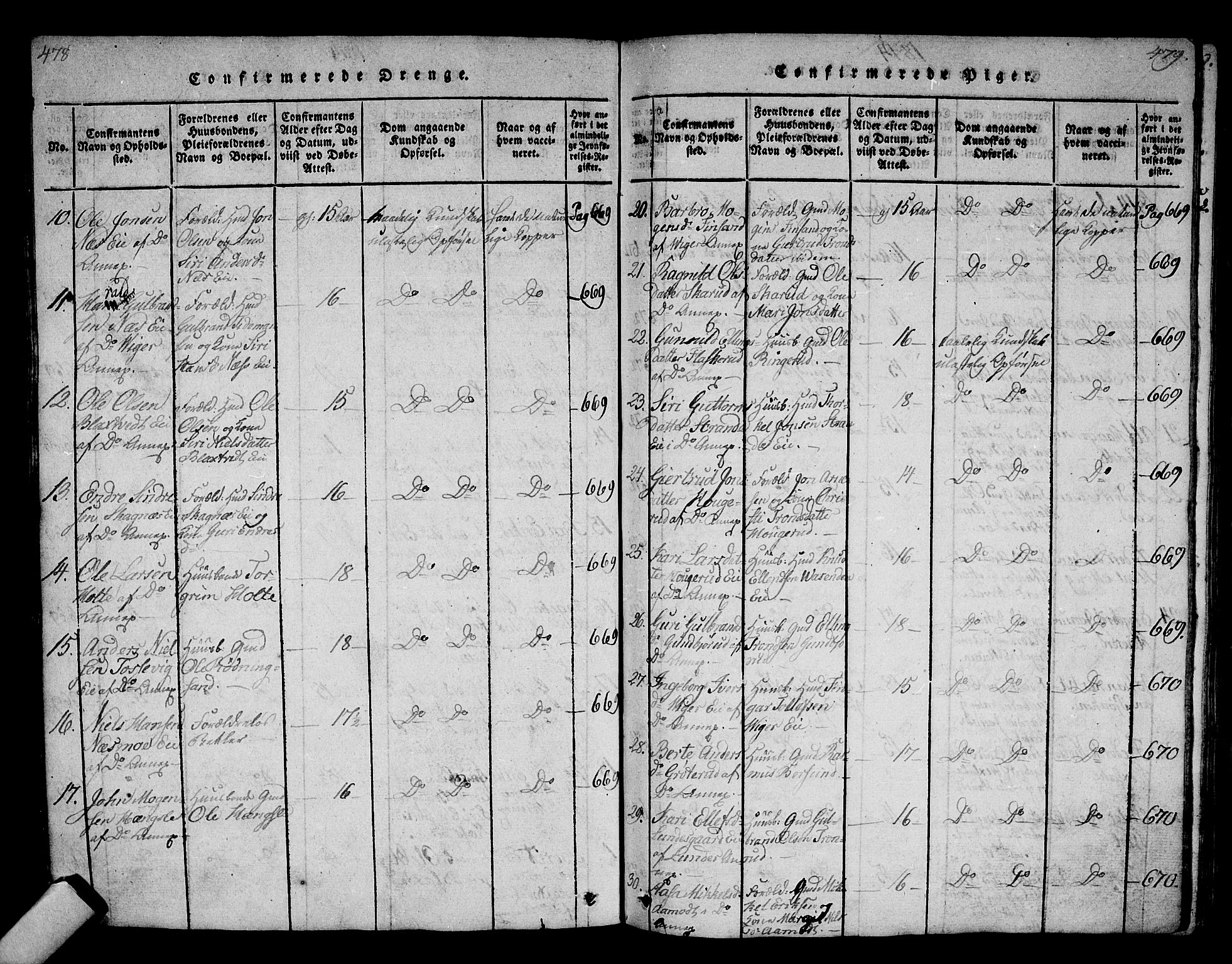 Norderhov kirkebøker, AV/SAKO-A-237/F/Fa/L0008: Parish register (official) no. 8, 1814-1833, p. 478-479