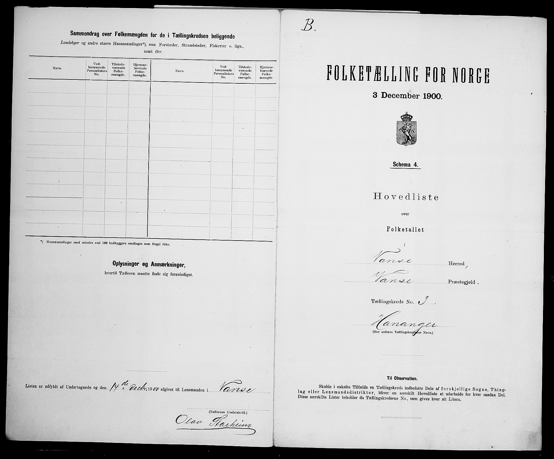 SAK, 1900 census for Vanse, 1900, p. 36