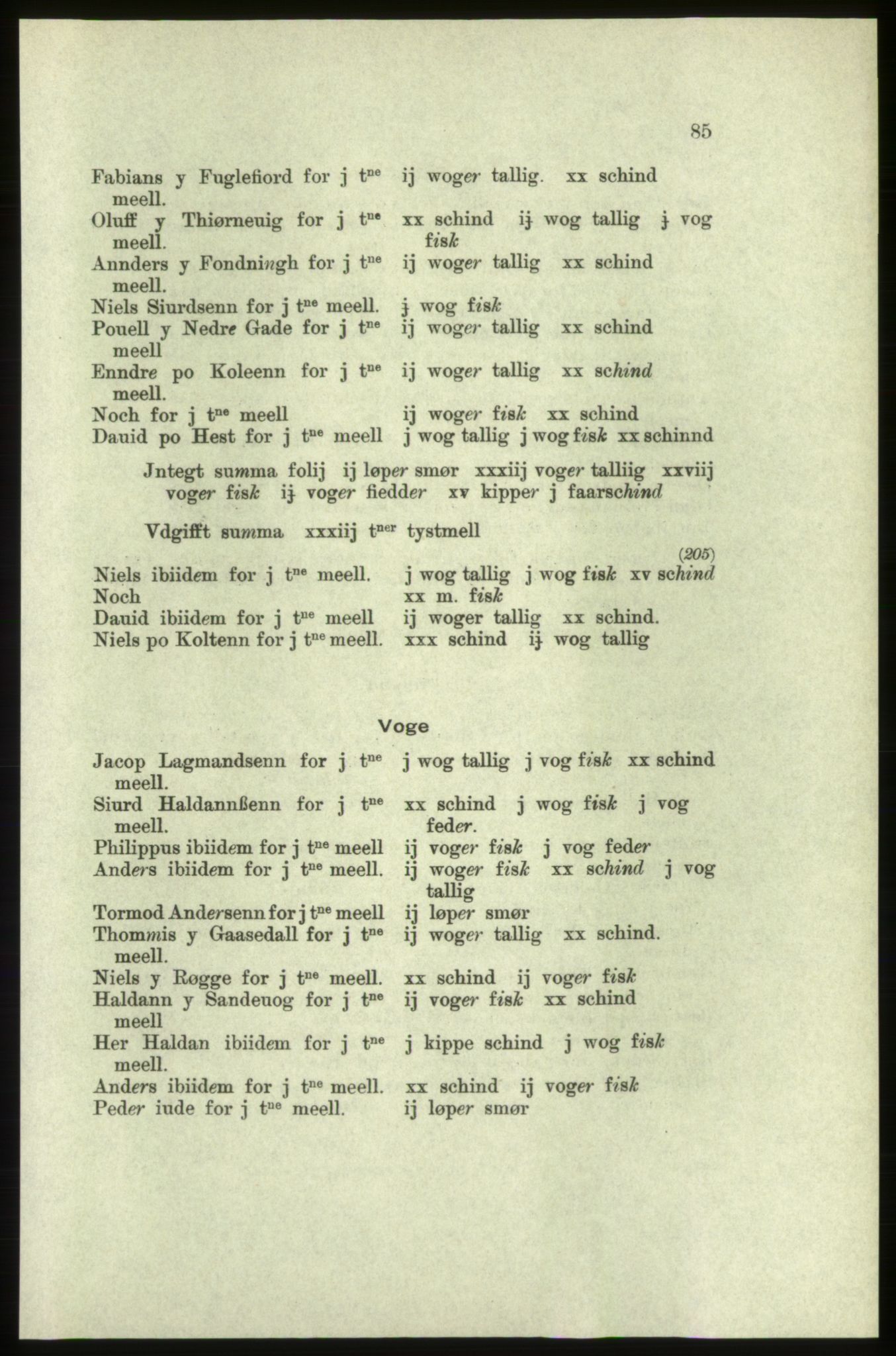 Publikasjoner utgitt av Arkivverket, PUBL/PUBL-001/C/0005: Bind 5: Rekneskap for Bergenhus len 1566-1567: B. Utgift C. Dei nordlandske lena og Finnmark D. Ekstrakt, 1566-1567, p. 85