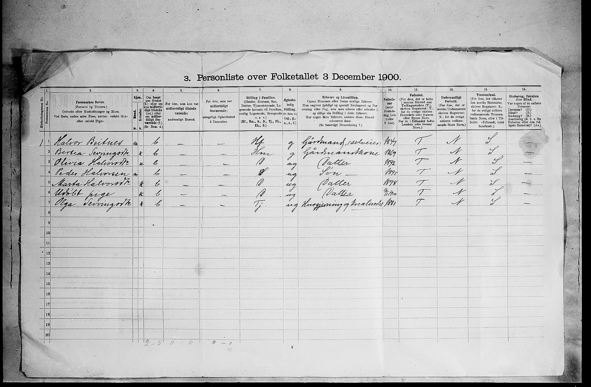 SAH, 1900 census for Hof, 1900, p. 33