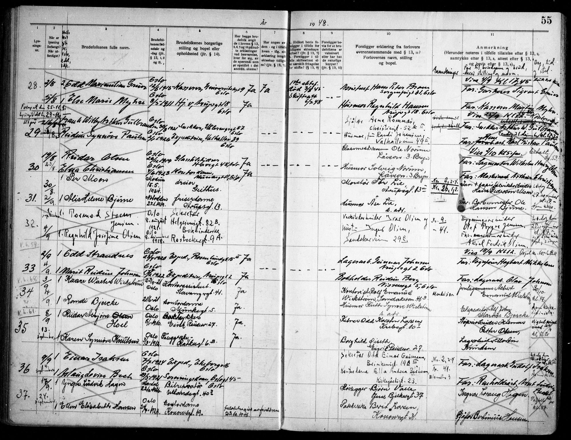 Gamlebyen prestekontor Kirkebøker, AV/SAO-A-10884/H/Ha/L0003: Banns register no. 3, 1936-1959, p. 55