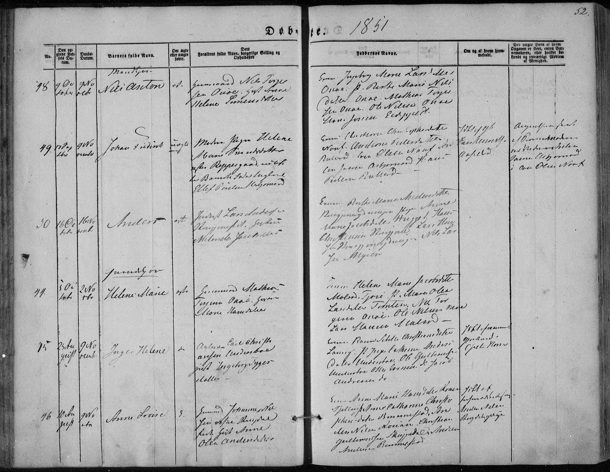 Hedrum kirkebøker, AV/SAKO-A-344/F/Fa/L0006: Parish register (official) no. I 6, 1849-1857, p. 52