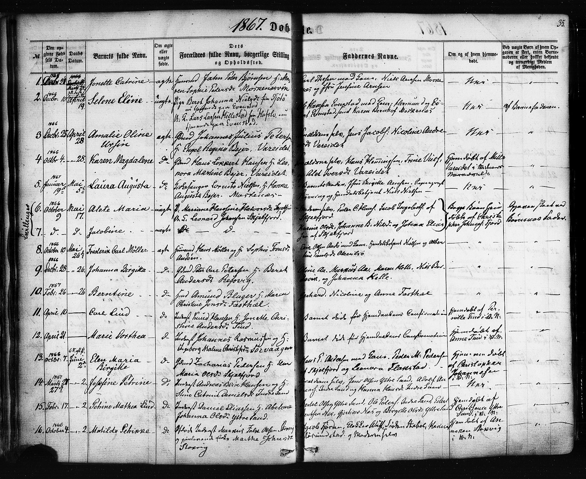 Ministerialprotokoller, klokkerbøker og fødselsregistre - Nordland, SAT/A-1459/885/L1203: Parish register (official) no. 885A04, 1859-1877, p. 35