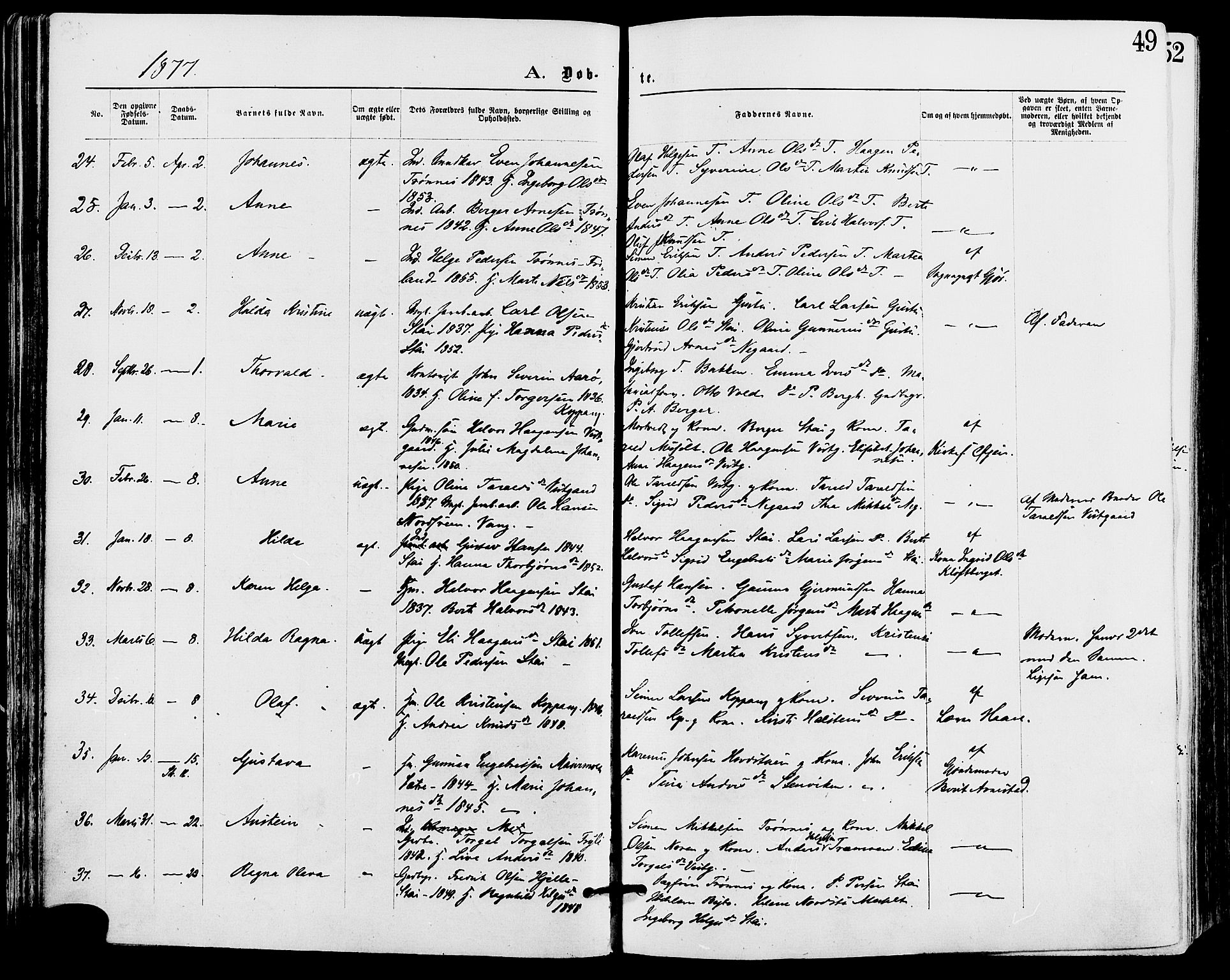 Stor-Elvdal prestekontor, AV/SAH-PREST-052/H/Ha/Haa/L0001: Parish register (official) no. 1, 1871-1882, p. 49