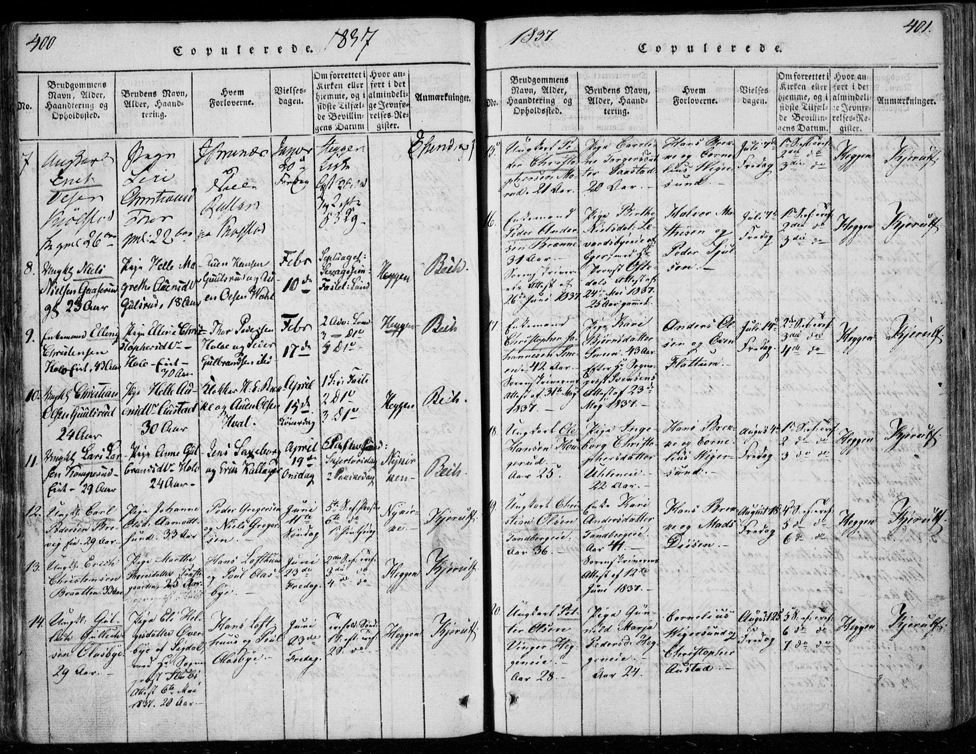 Modum kirkebøker, AV/SAKO-A-234/F/Fa/L0006: Parish register (official) no. 6, 1832-1841, p. 400-401