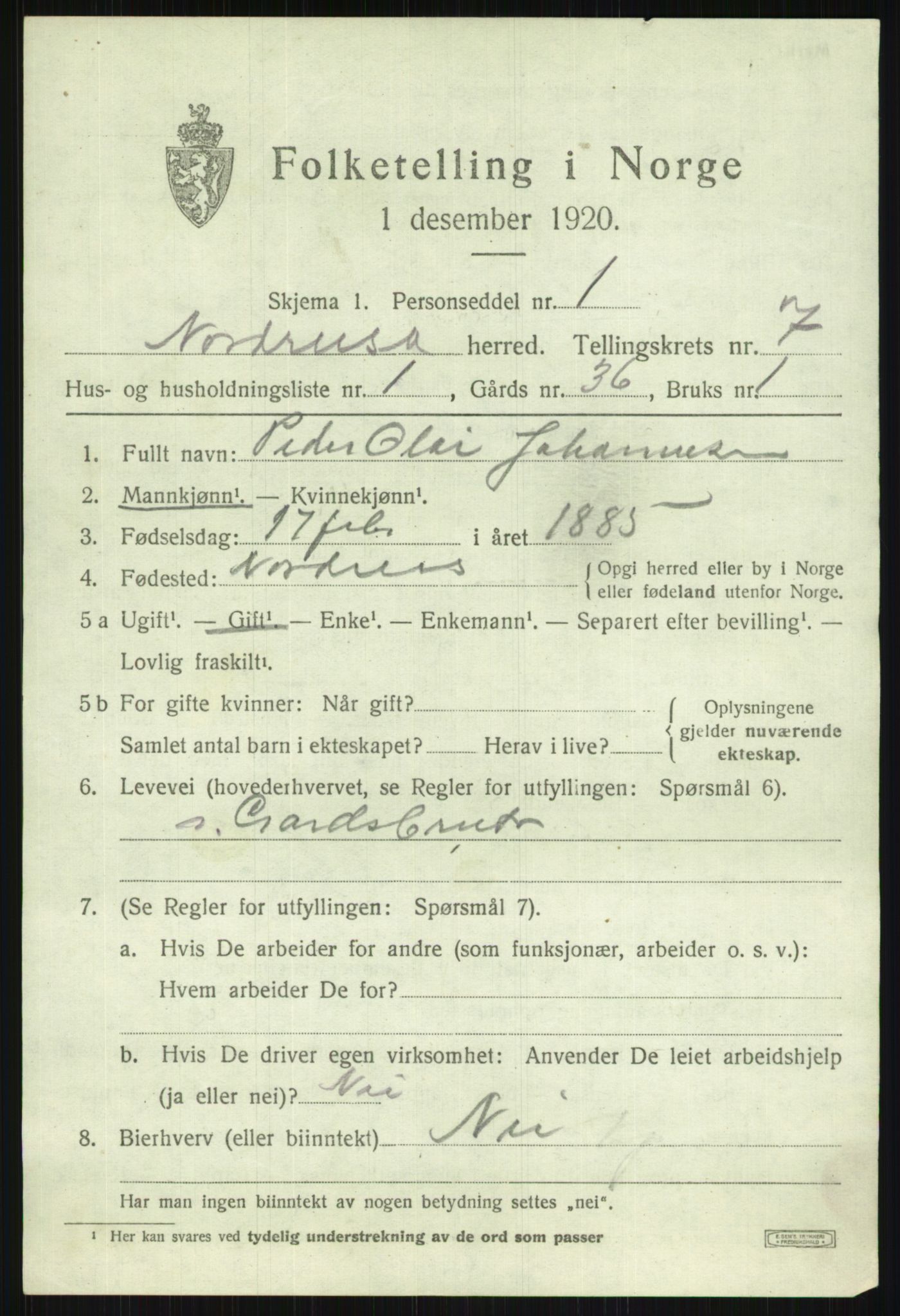 SATØ, 1920 census for Nordreisa, 1920, p. 2979