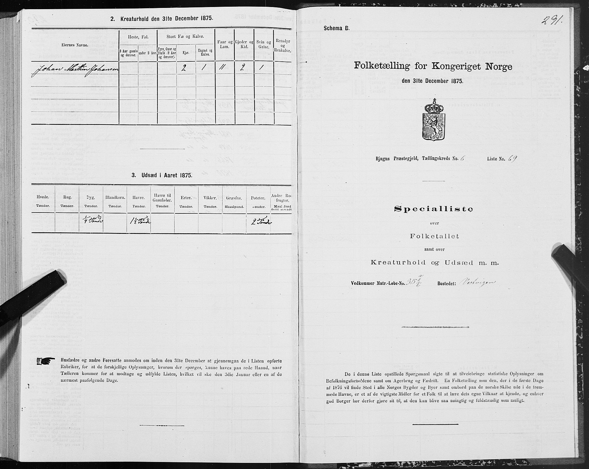 SAT, 1875 census for 1627P Bjugn, 1875, p. 3291