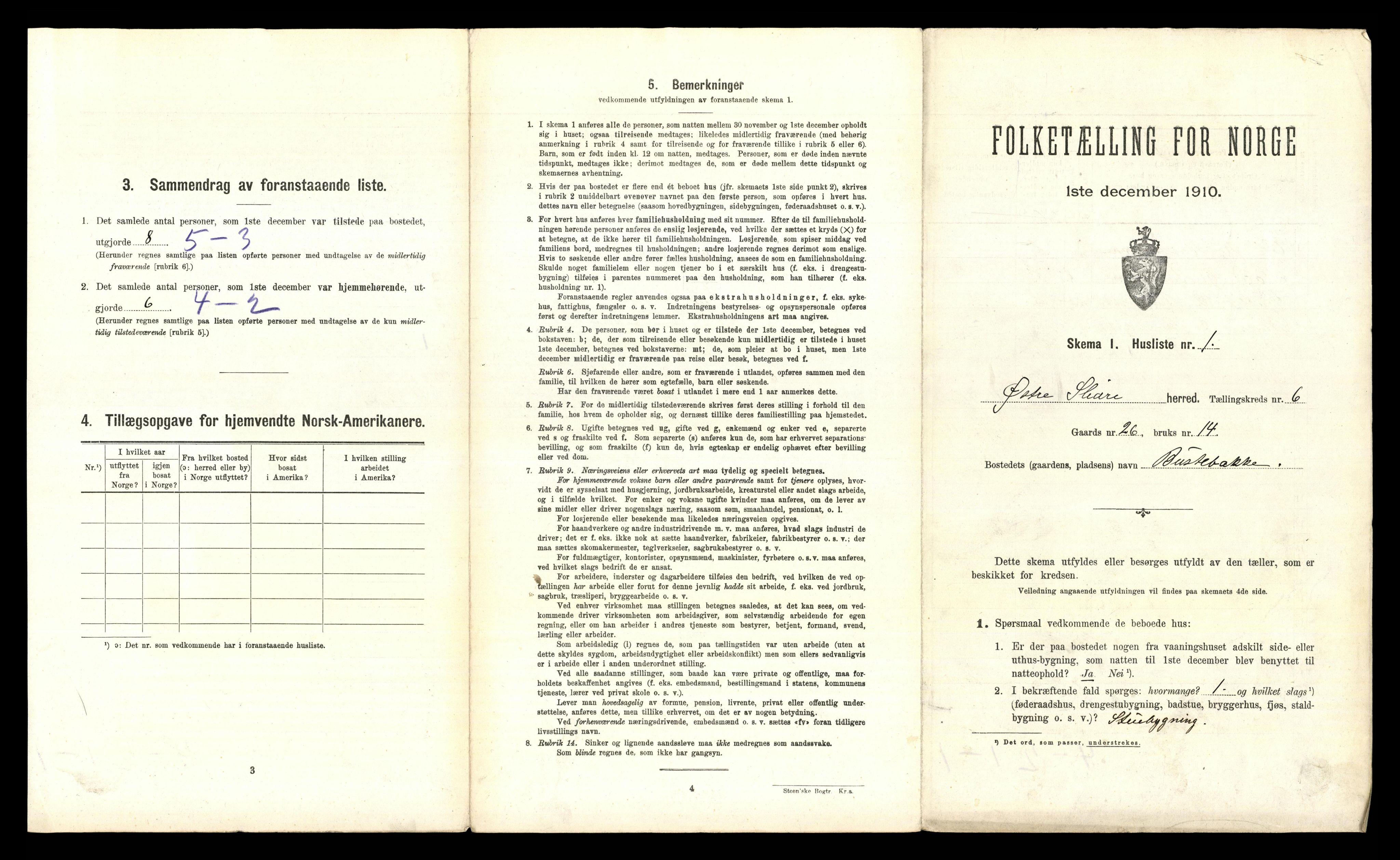 RA, 1910 census for Øystre Slidre, 1910, p. 520