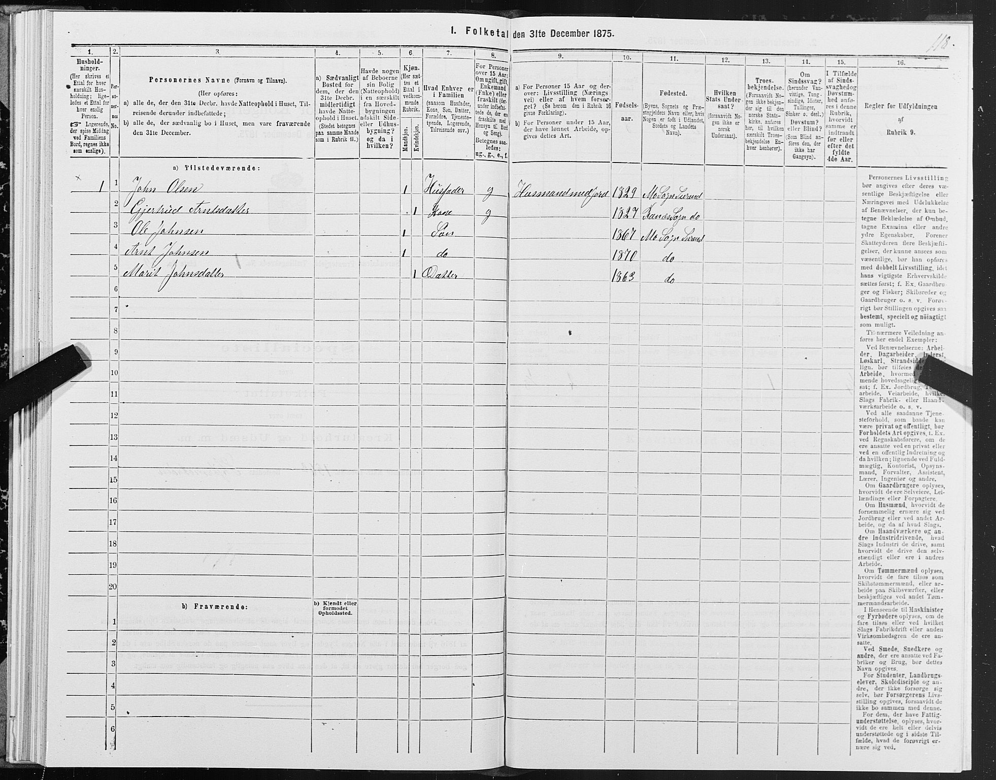 SAT, 1875 census for 1566P Surnadal, 1875, p. 1118