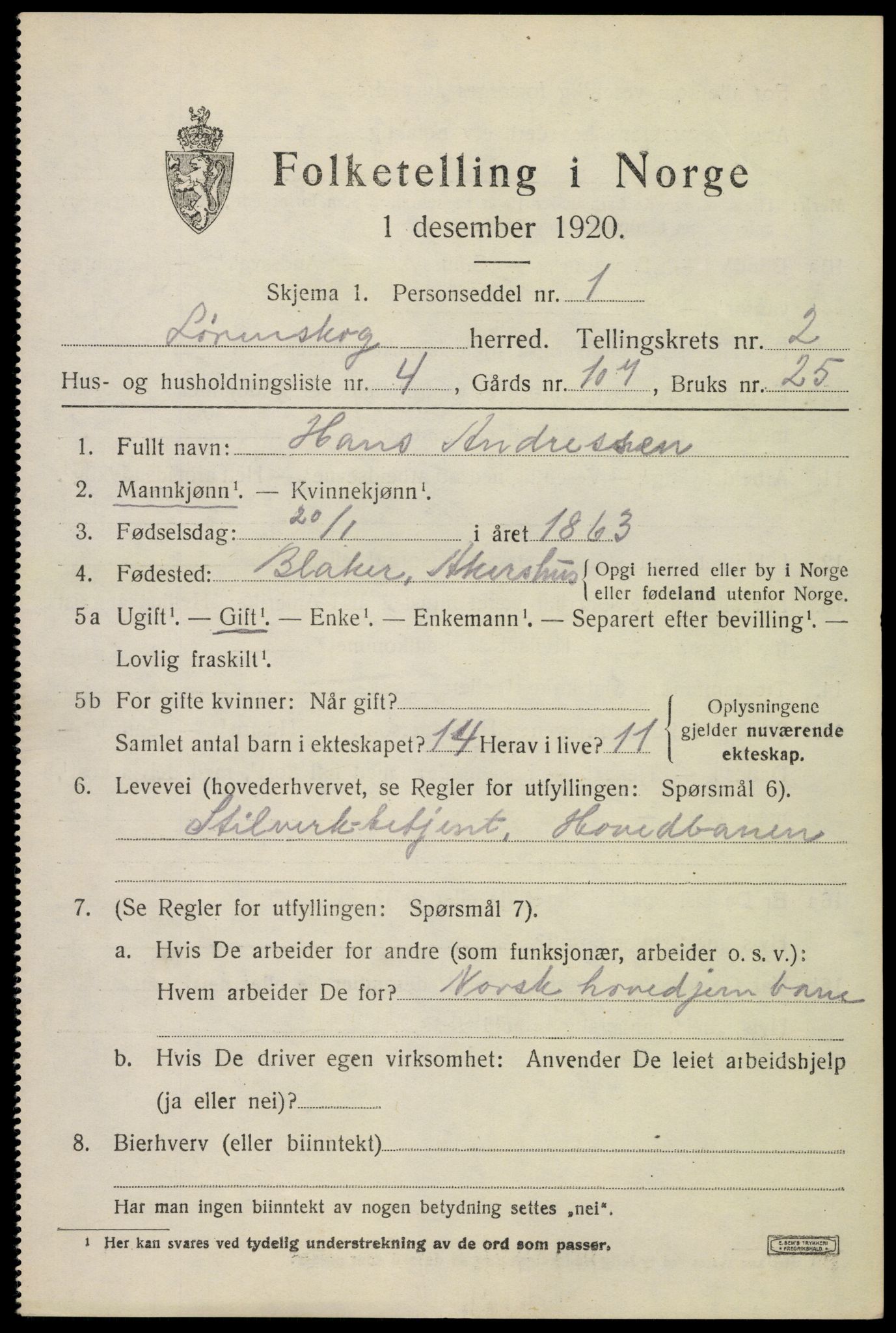 SAO, 1920 census for Lørenskog, 1920, p. 2173