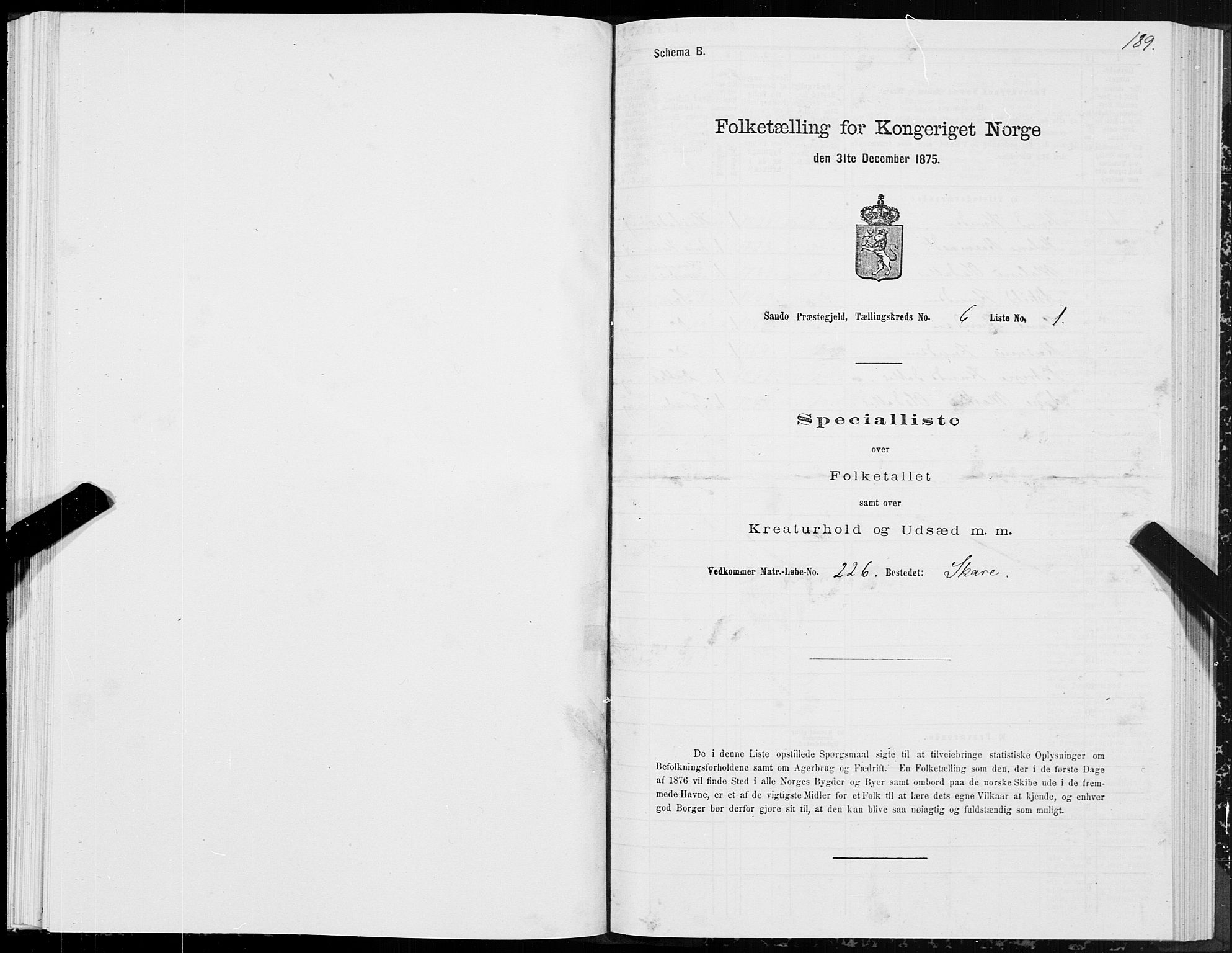 SAT, 1875 census for 1514P Sande, 1875, p. 3189