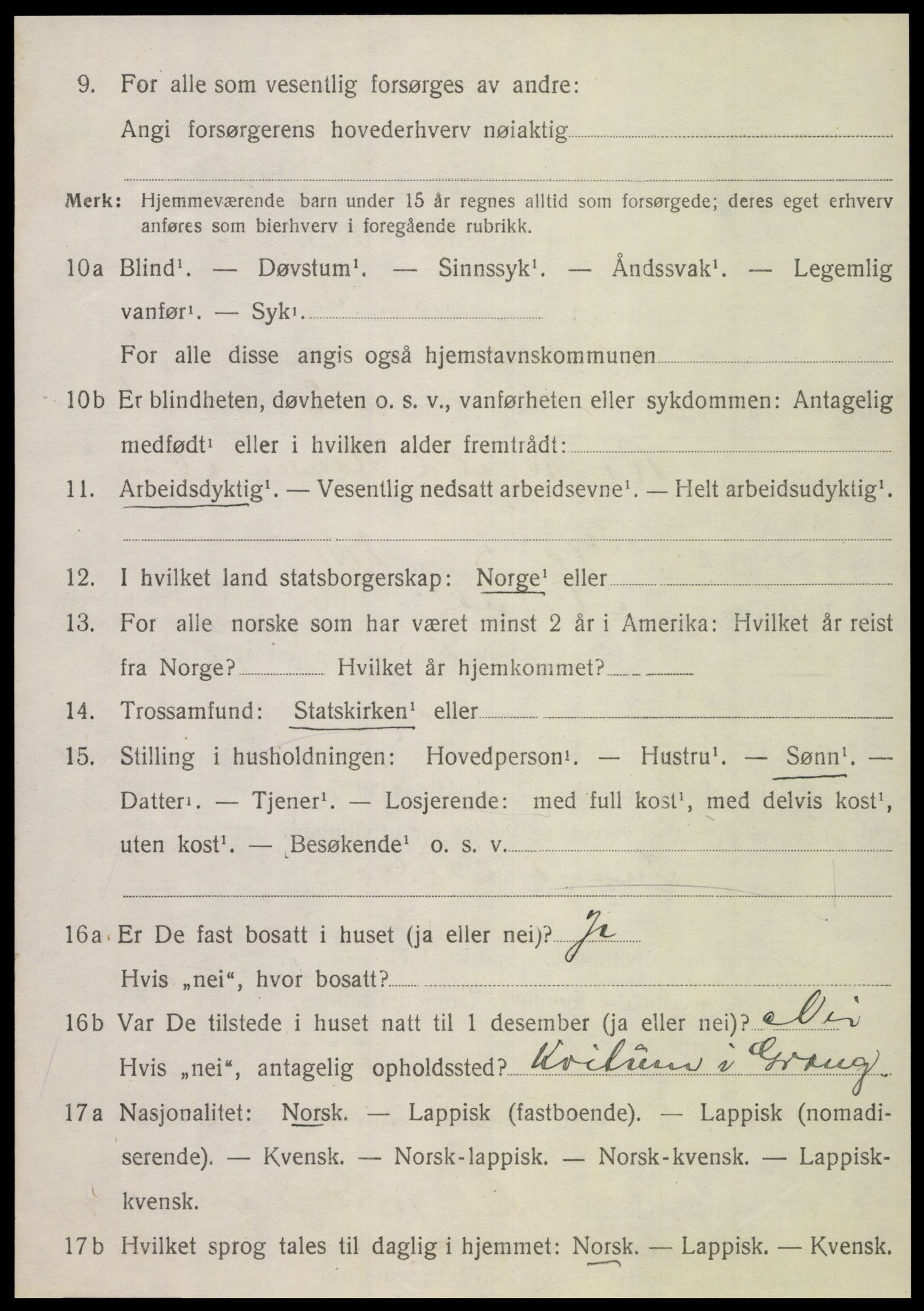 SAT, 1920 census for Nordli, 1920, p. 1384