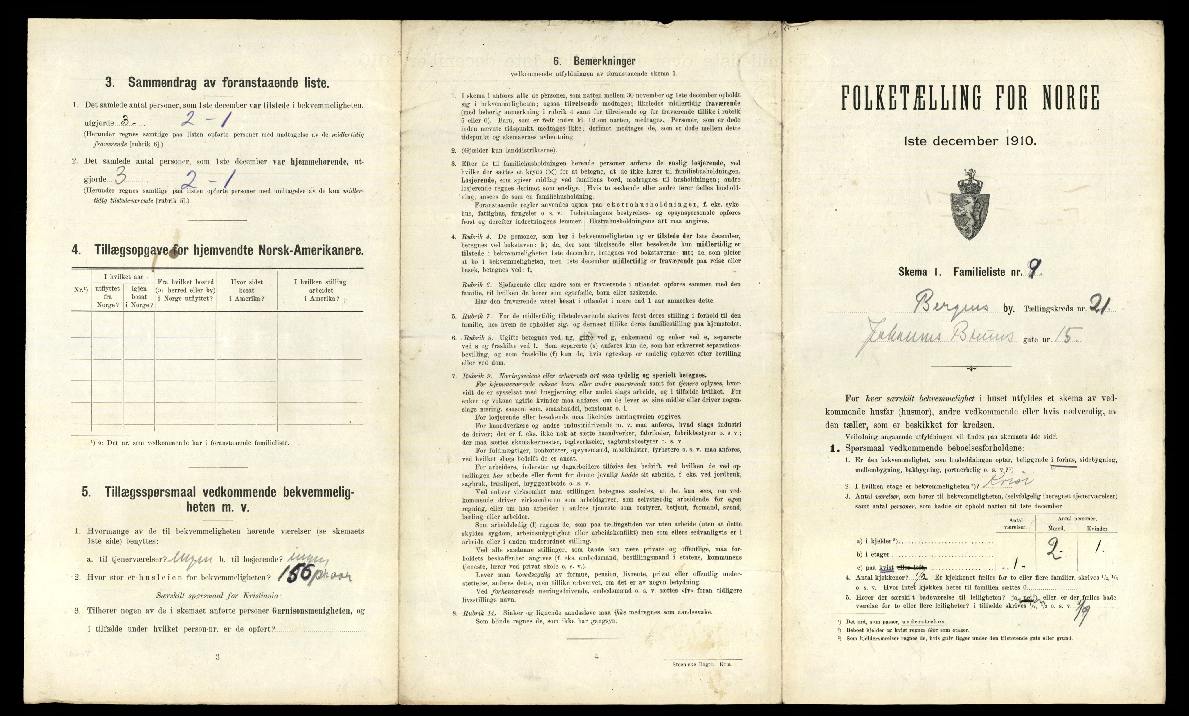 RA, 1910 census for Bergen, 1910, p. 7099