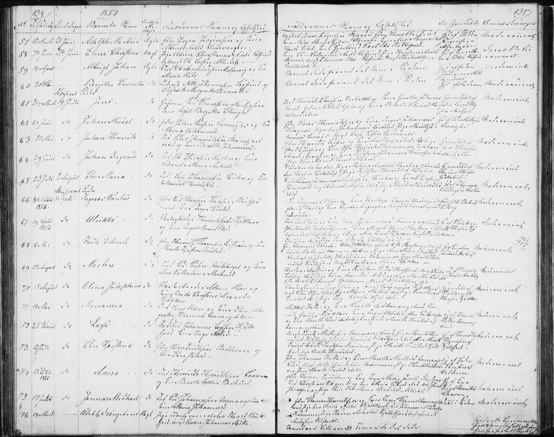 Skjervøy sokneprestkontor, SATØ/S-1300/H/Ha/Hab/L0003klokker: Parish register (copy) no. 3, 1849-1861, p. 135-136