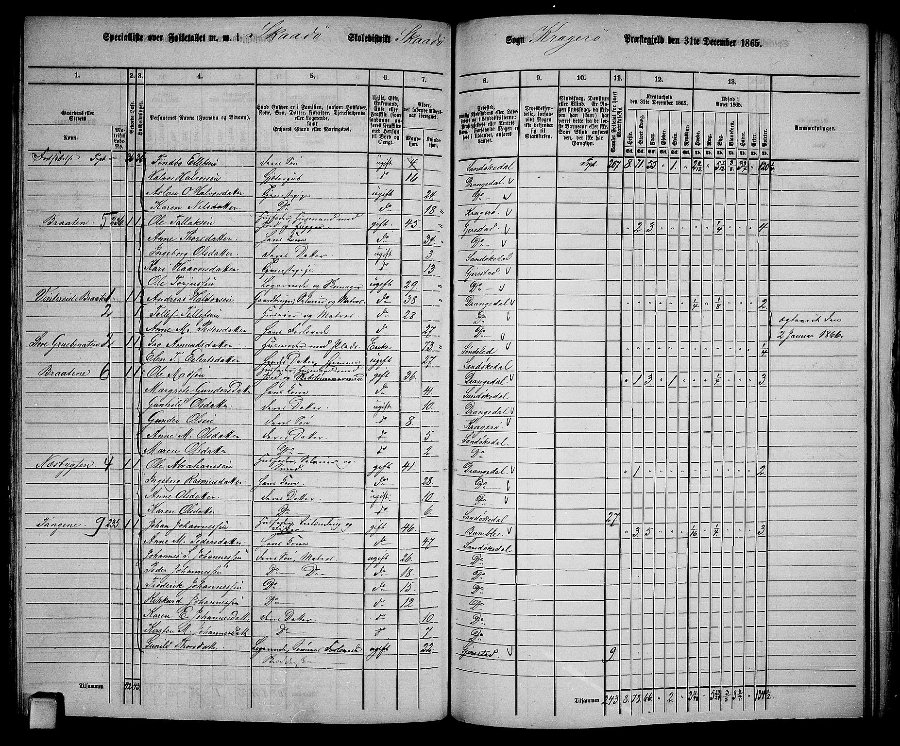 RA, 1865 census for Kragerø/Sannidal og Skåtøy, 1865, p. 184