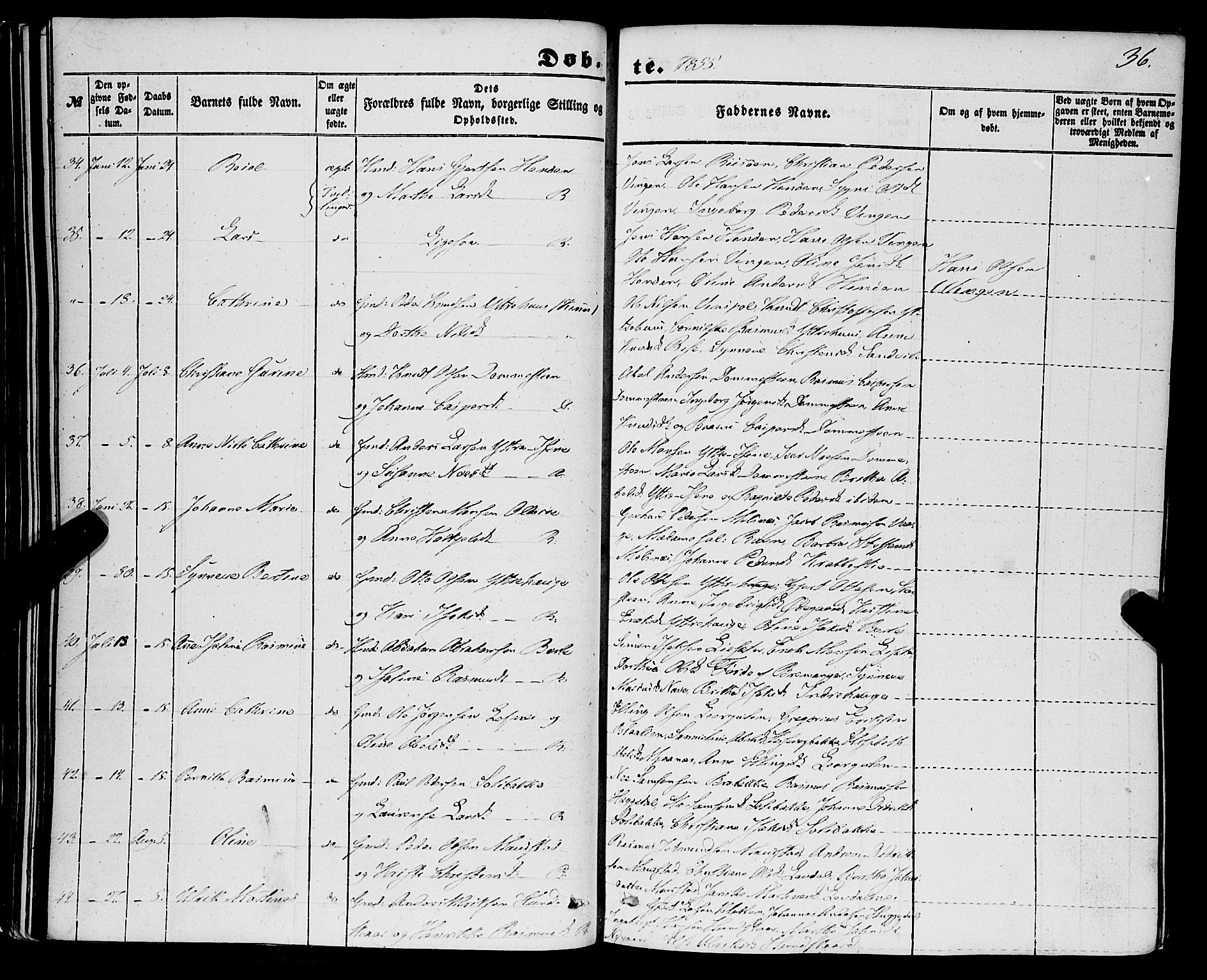Davik sokneprestembete, AV/SAB-A-79701/H/Haa/Haaa/L0005: Parish register (official) no. A 5, 1850-1866, p. 36