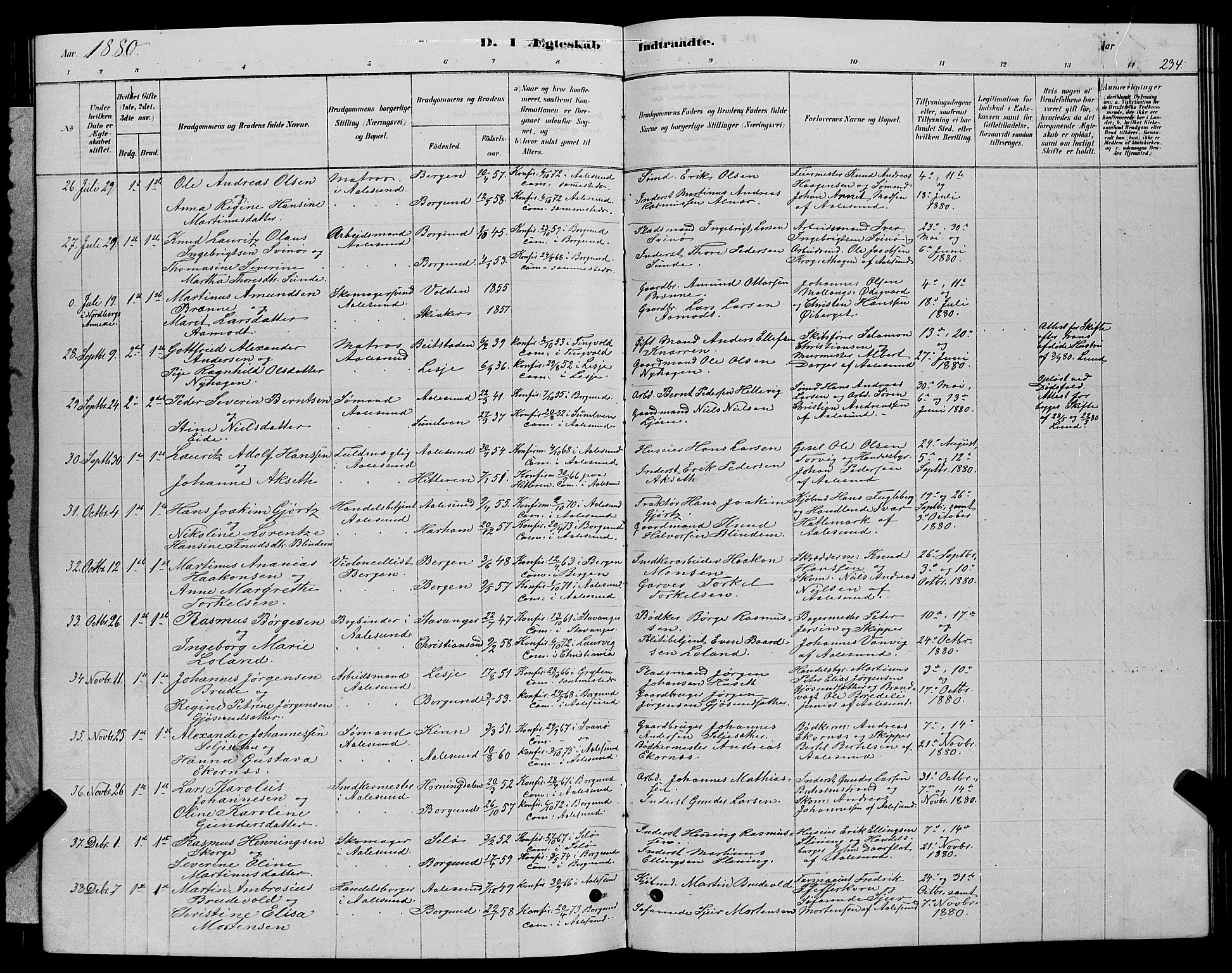 Ministerialprotokoller, klokkerbøker og fødselsregistre - Møre og Romsdal, SAT/A-1454/529/L0466: Parish register (copy) no. 529C03, 1878-1888, p. 234