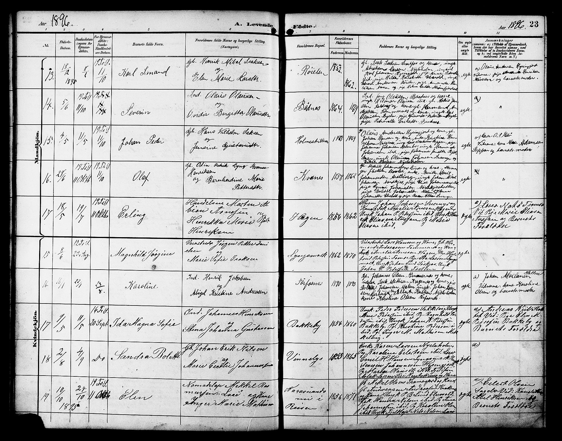 Skjervøy sokneprestkontor, AV/SATØ-S-1300/H/Ha/Hab/L0021klokker: Parish register (copy) no. 21, 1893-1910, p. 23