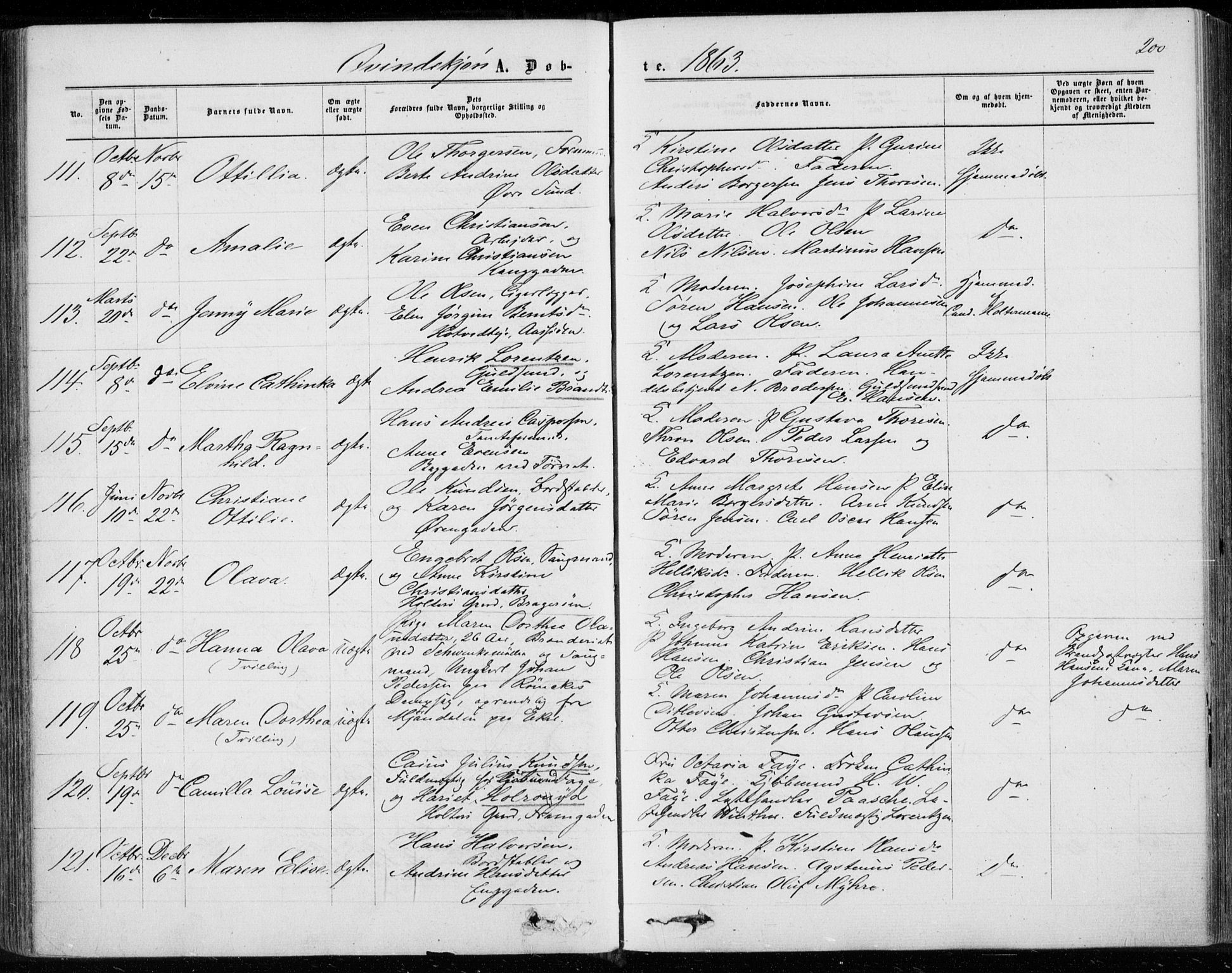 Bragernes kirkebøker, AV/SAKO-A-6/F/Fb/L0003: Parish register (official) no. II 3, 1860-1868, p. 200