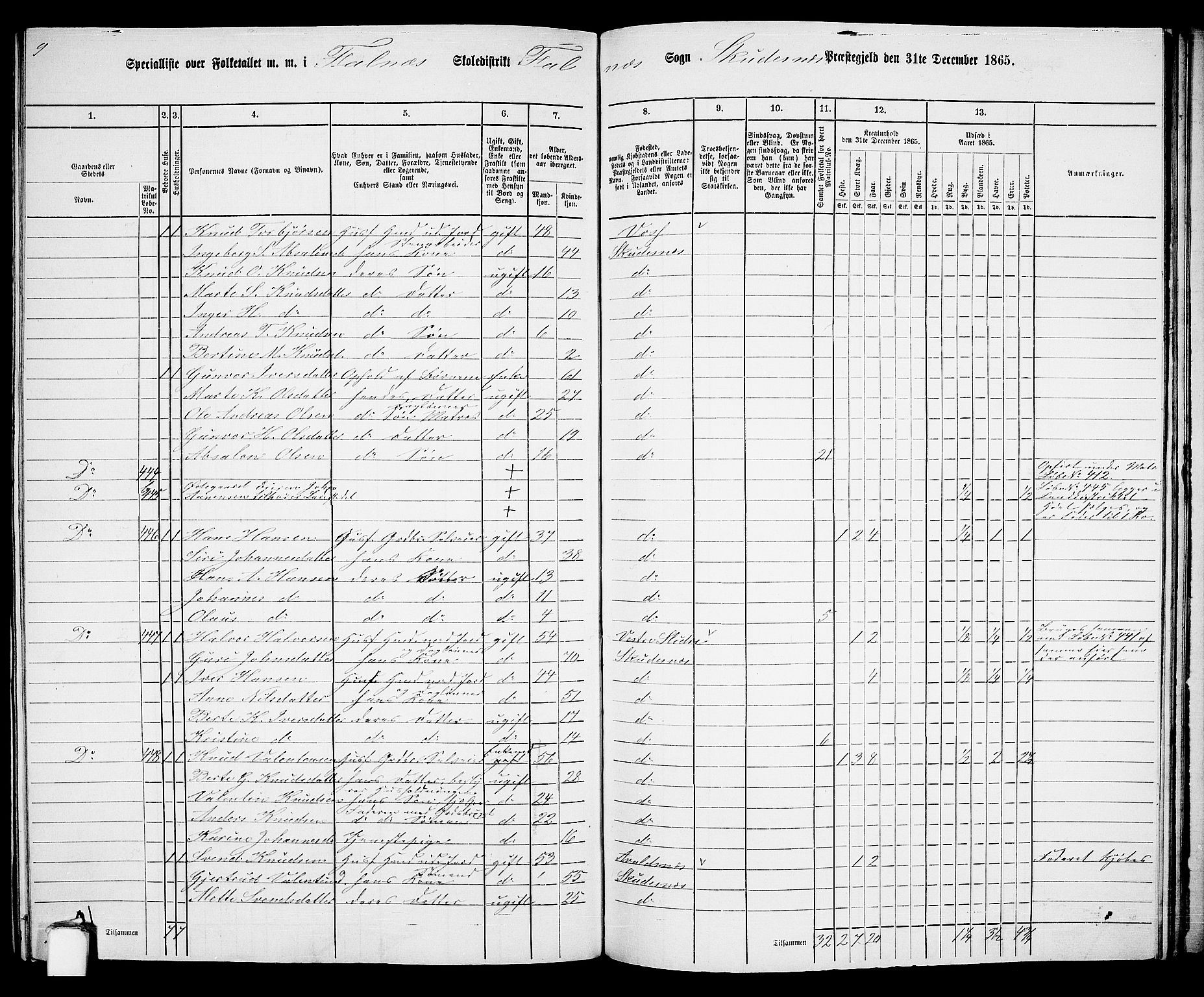 RA, 1865 census for Skudenes, 1865, p. 175