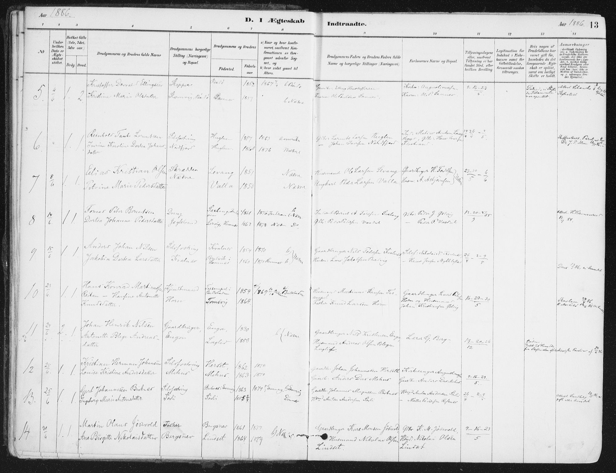 Ministerialprotokoller, klokkerbøker og fødselsregistre - Nordland, AV/SAT-A-1459/838/L0553: Parish register (official) no. 838A11, 1880-1910, p. 13