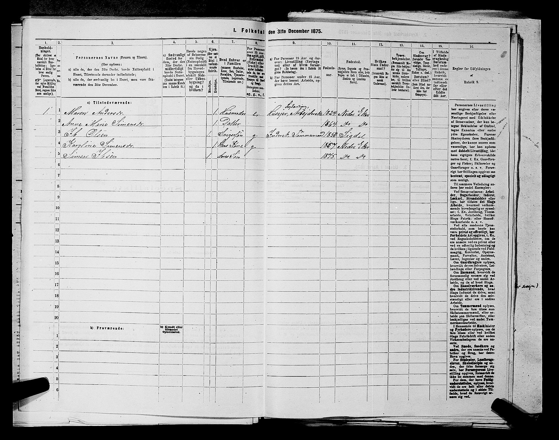 SAKO, 1875 census for 0624P Eiker, 1875, p. 3776