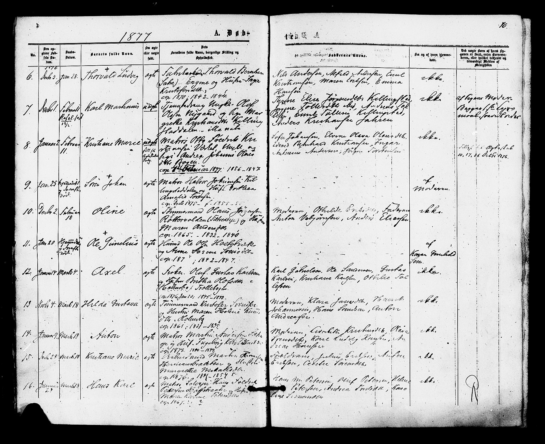 Hurum kirkebøker, AV/SAKO-A-229/F/Fa/L0013: Parish register (official) no. 13, 1876-1881, p. 10