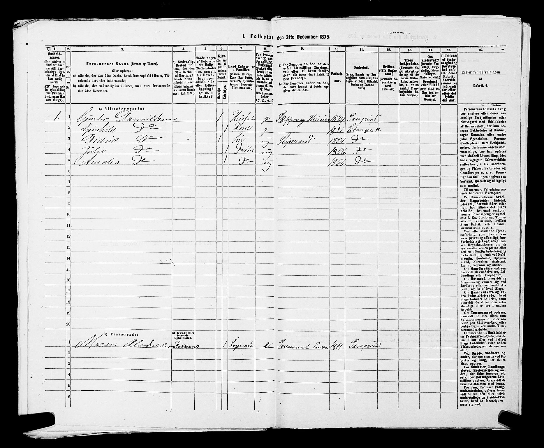 SAKO, 1875 census for 0813P Eidanger, 1875, p. 1112