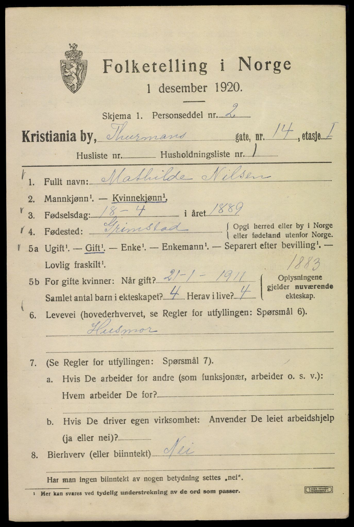 SAO, 1920 census for Kristiania, 1920, p. 580499