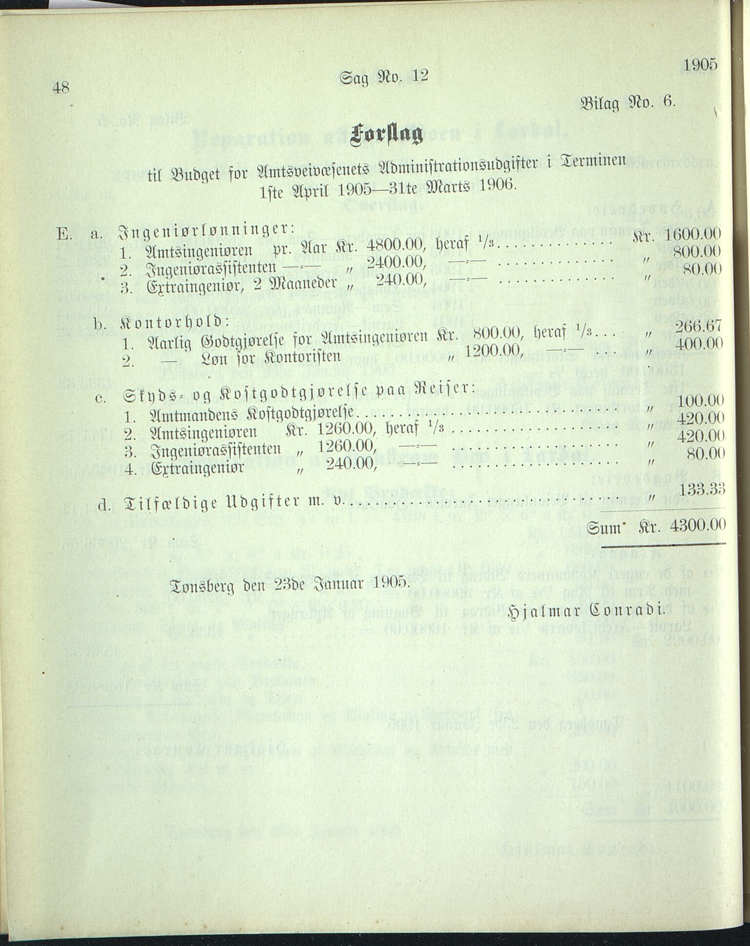 Vestfold fylkeskommune. Fylkestinget, VEMU/A-1315/A/Ab/Abb/L0052: Fylkestingsforhandlinger, 1905, p. 48